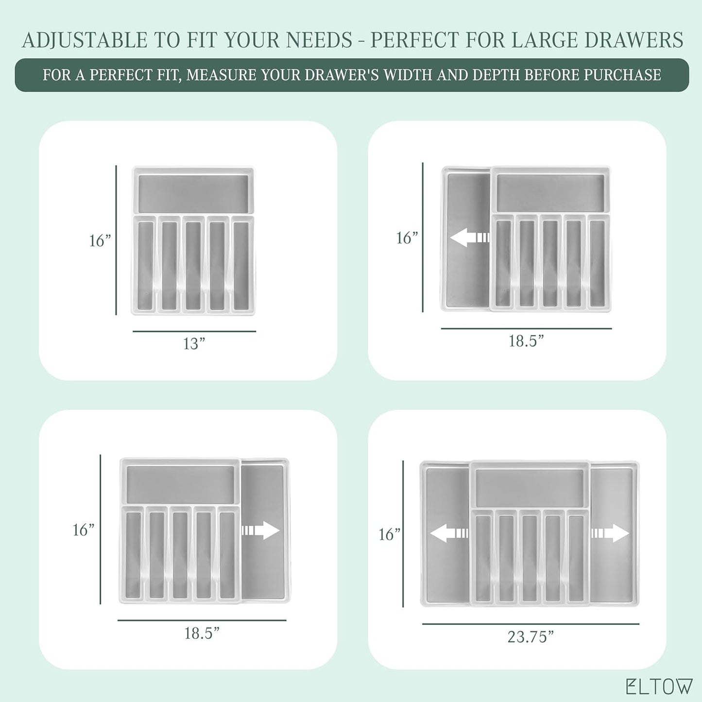 Large Expandable Silverware Drawer Organizer