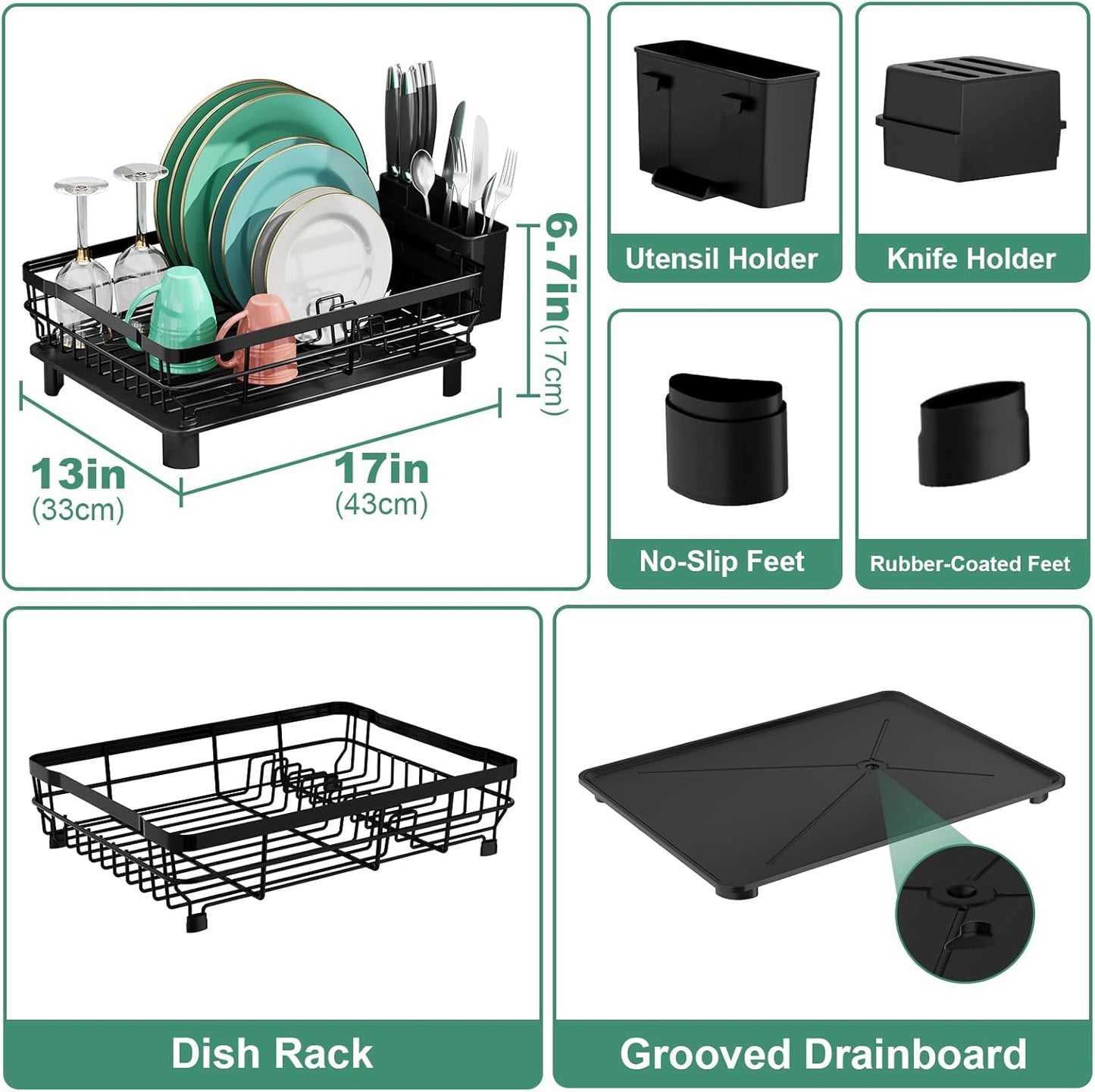 Dish Drying Rack, Dish Rack, Stainless Steel Dish Racks for Kitchen Counter