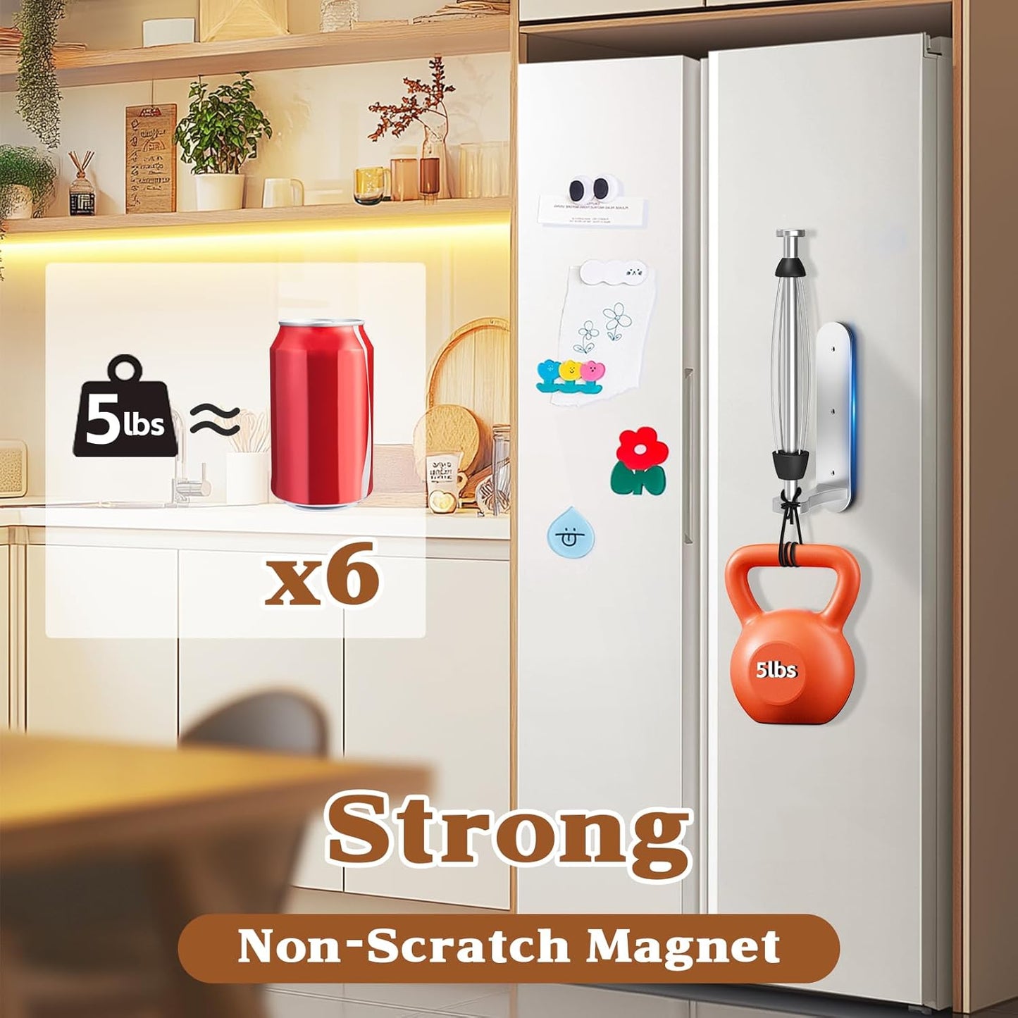 Magnetic Paper Towel Holder for Fridge - No Drill, One Hand Tear with Ratchet Mechanism, Silver