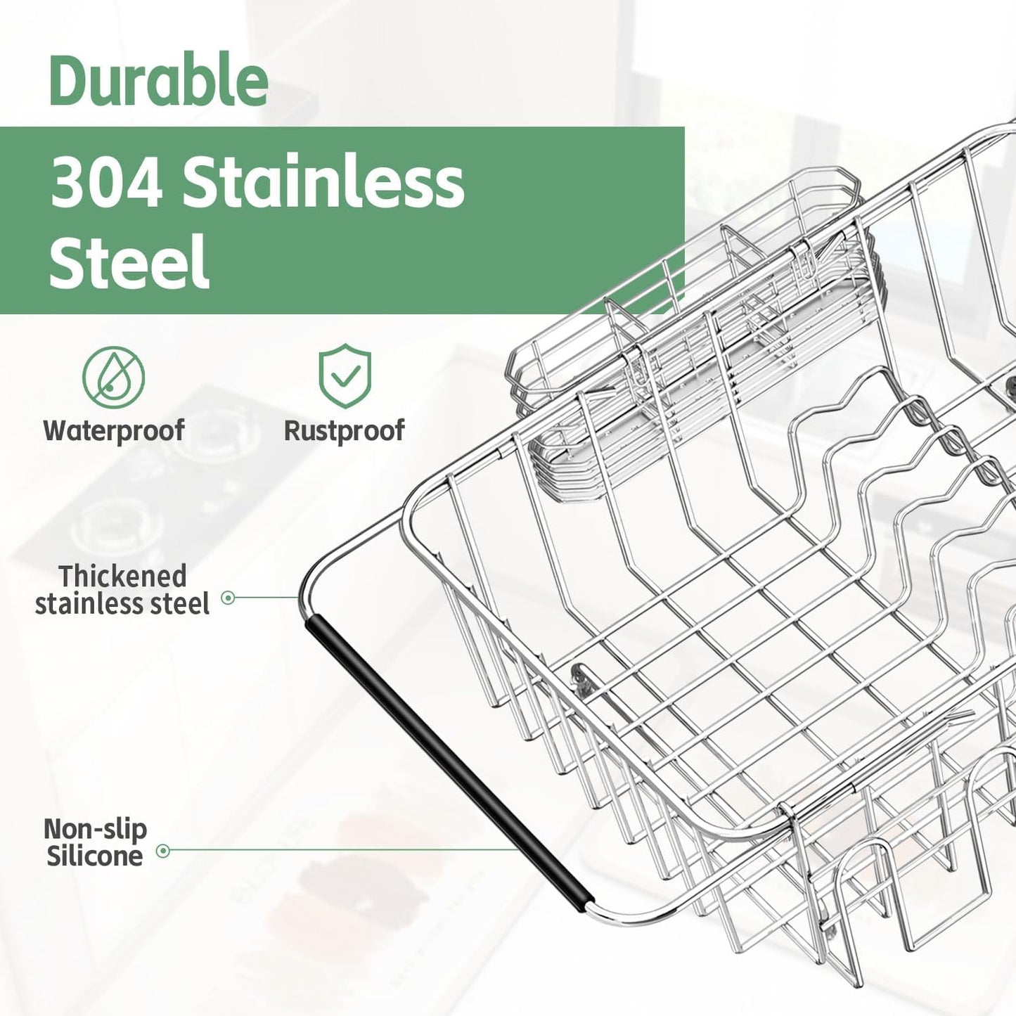 Dish Drying Rack in Sink, Extendable Stainless Steel Dish Drainers for Kitchen Counter