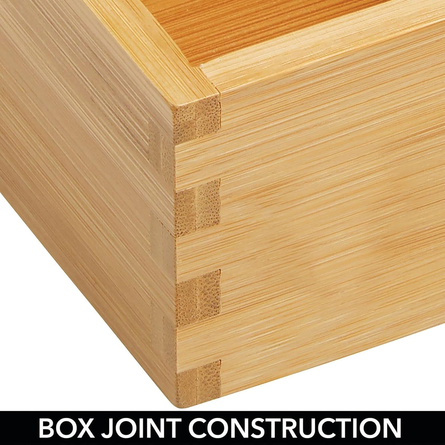 Bamboo Storage Bin Container, Drawer Organizer Crate Boxes for Kitchen Pantry Cabinet, Shelf
