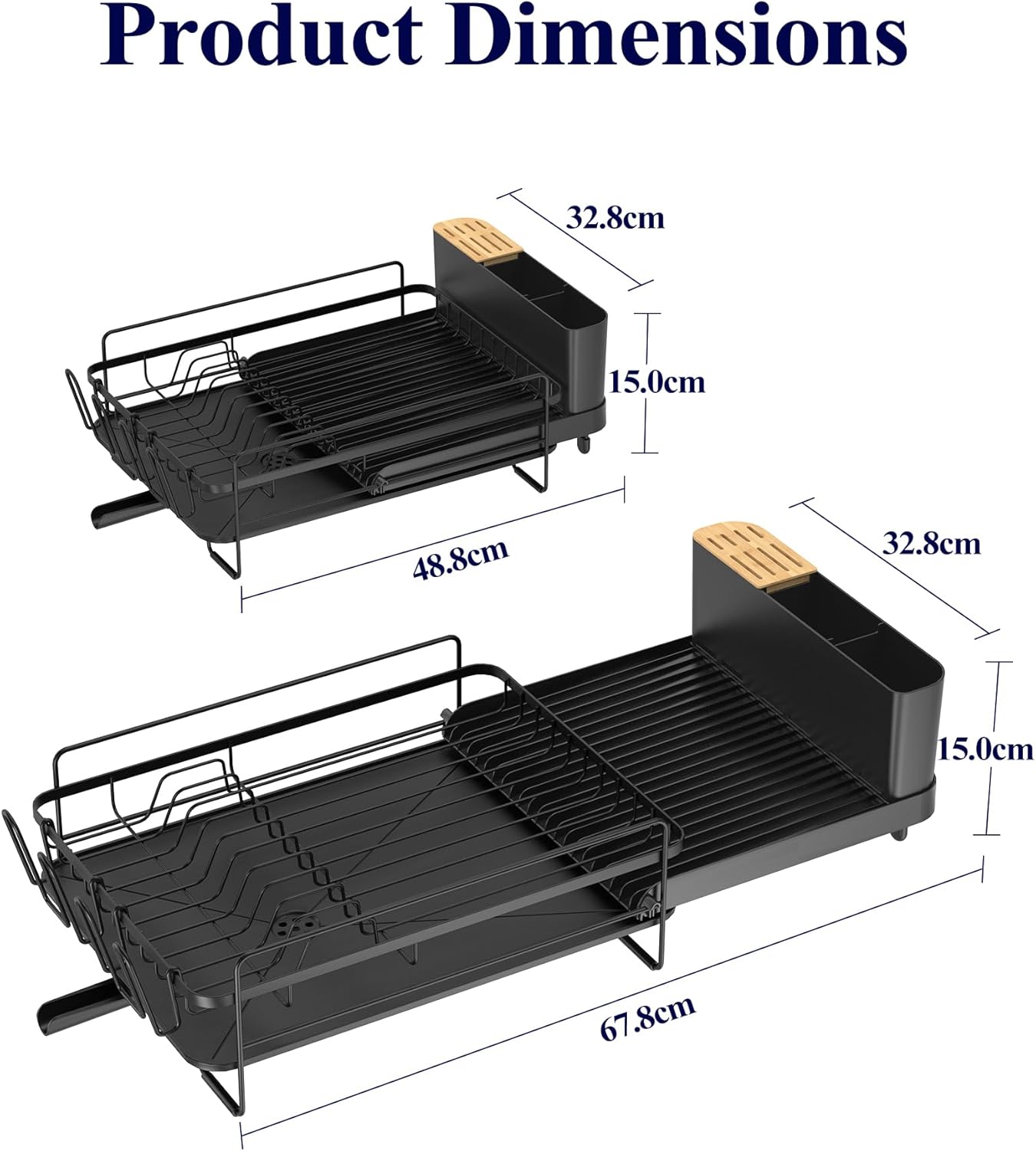 Large Dish Drying Rack - Extendable Dish Rack, Multifunctional Dish Rack for Kitchen Counter