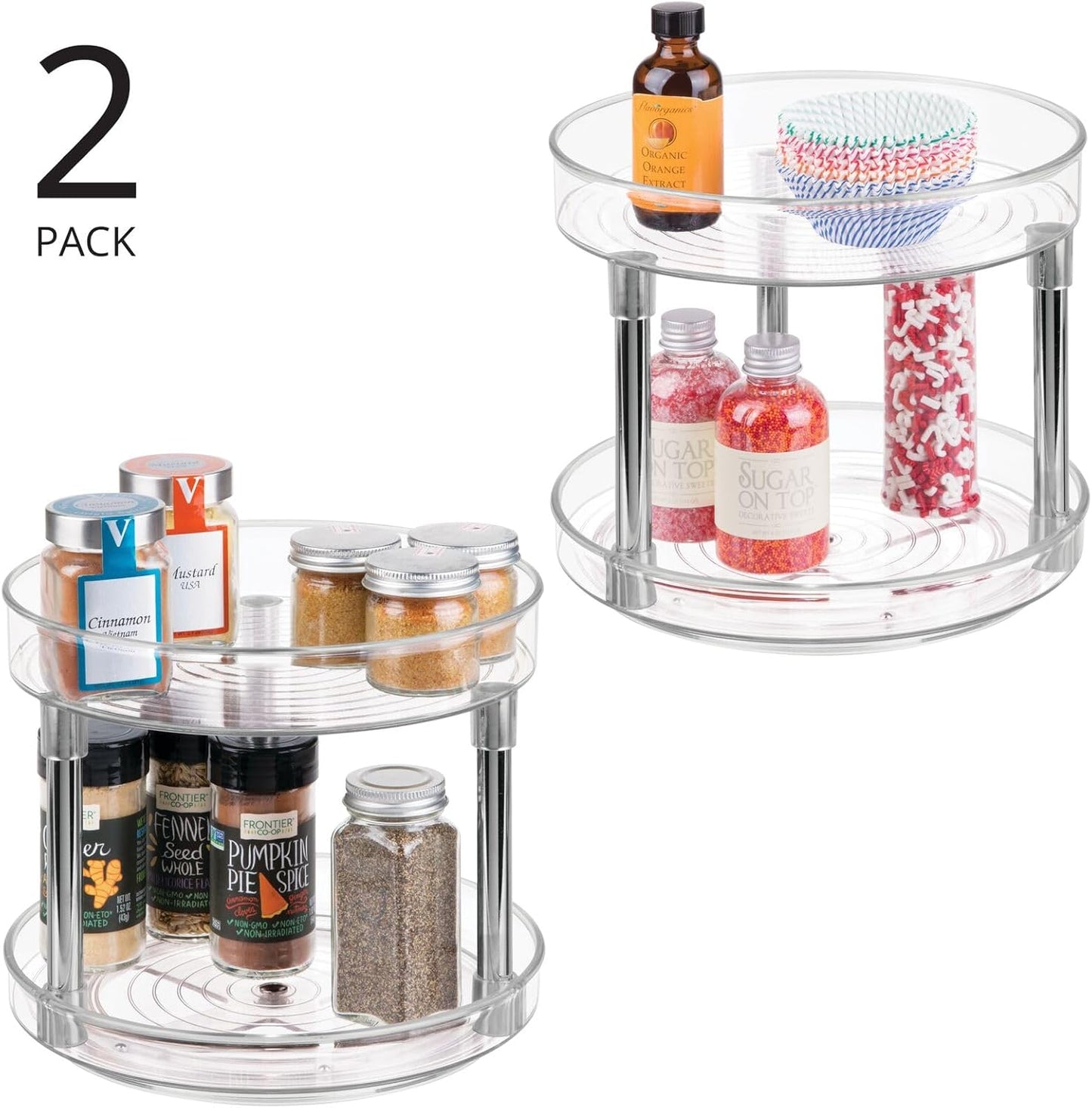 2-Tier Lazy Susan Turntable for Kitchen Cabinets, Shelf, Table, Countertop