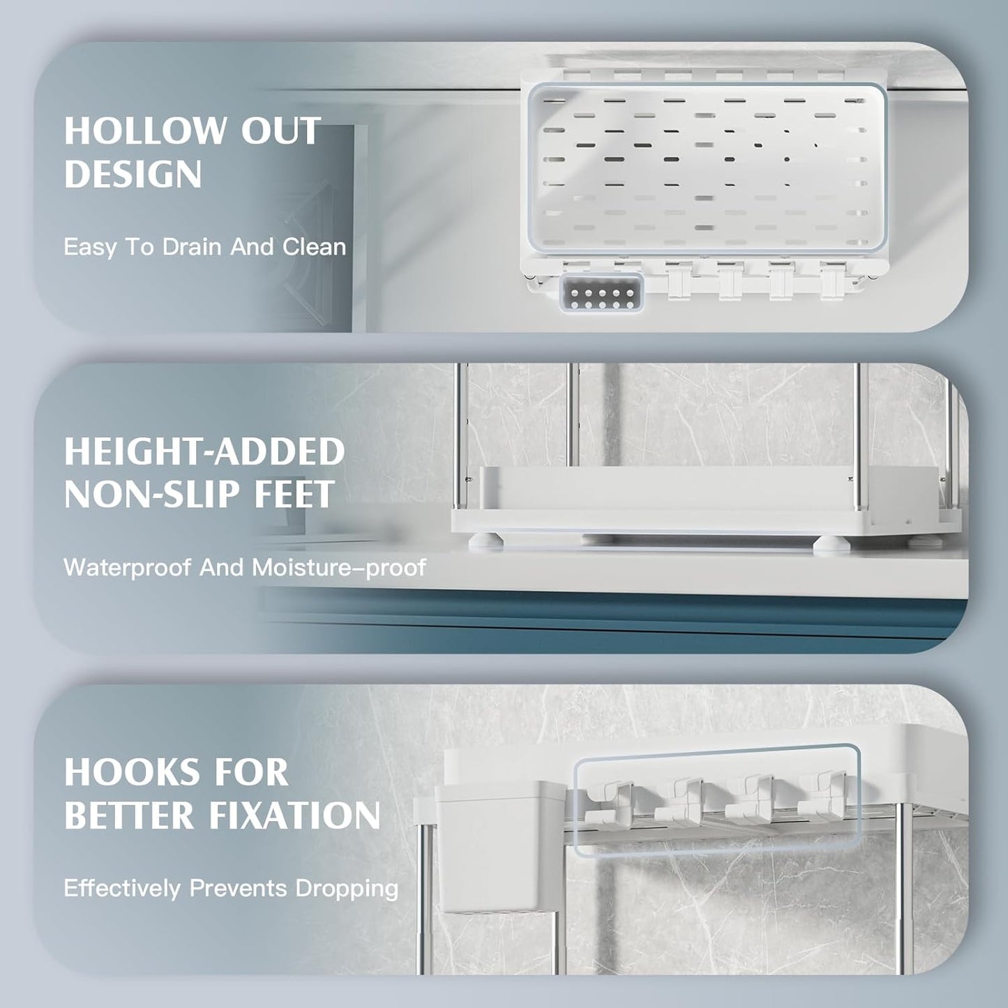 2 Pack Under Sink Organizers and Storage, Double Sliding Kitchen Cabinet Organizer