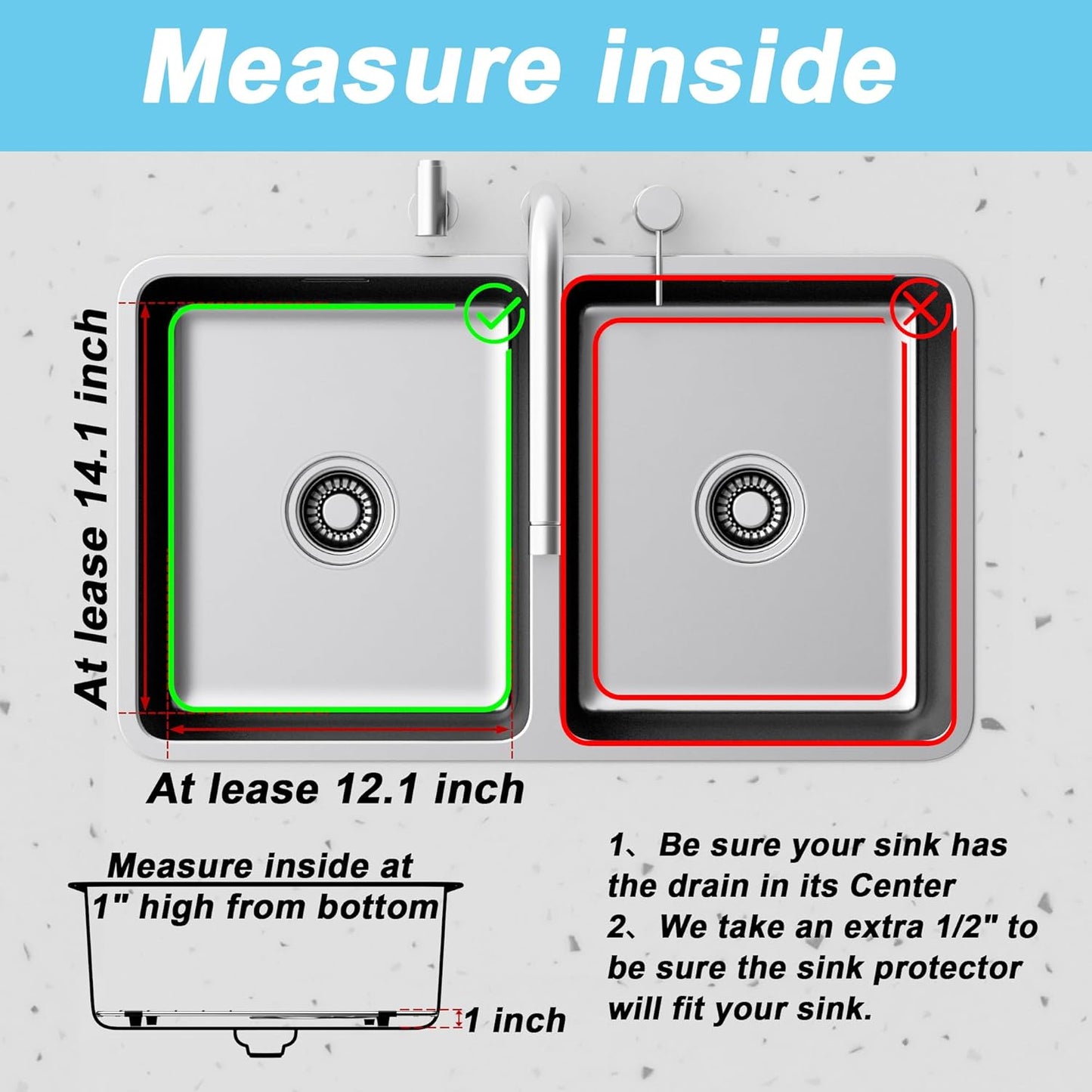 Sink Grid Protectors,Bottom Sink Grates for Kitchen Sink with Strainers,2 Packs Stainless Steel Sink Drying Racks with Center Drain, 13.7” x 11.6” Sink Protectors for Kitchen Sink Prevent Scratch