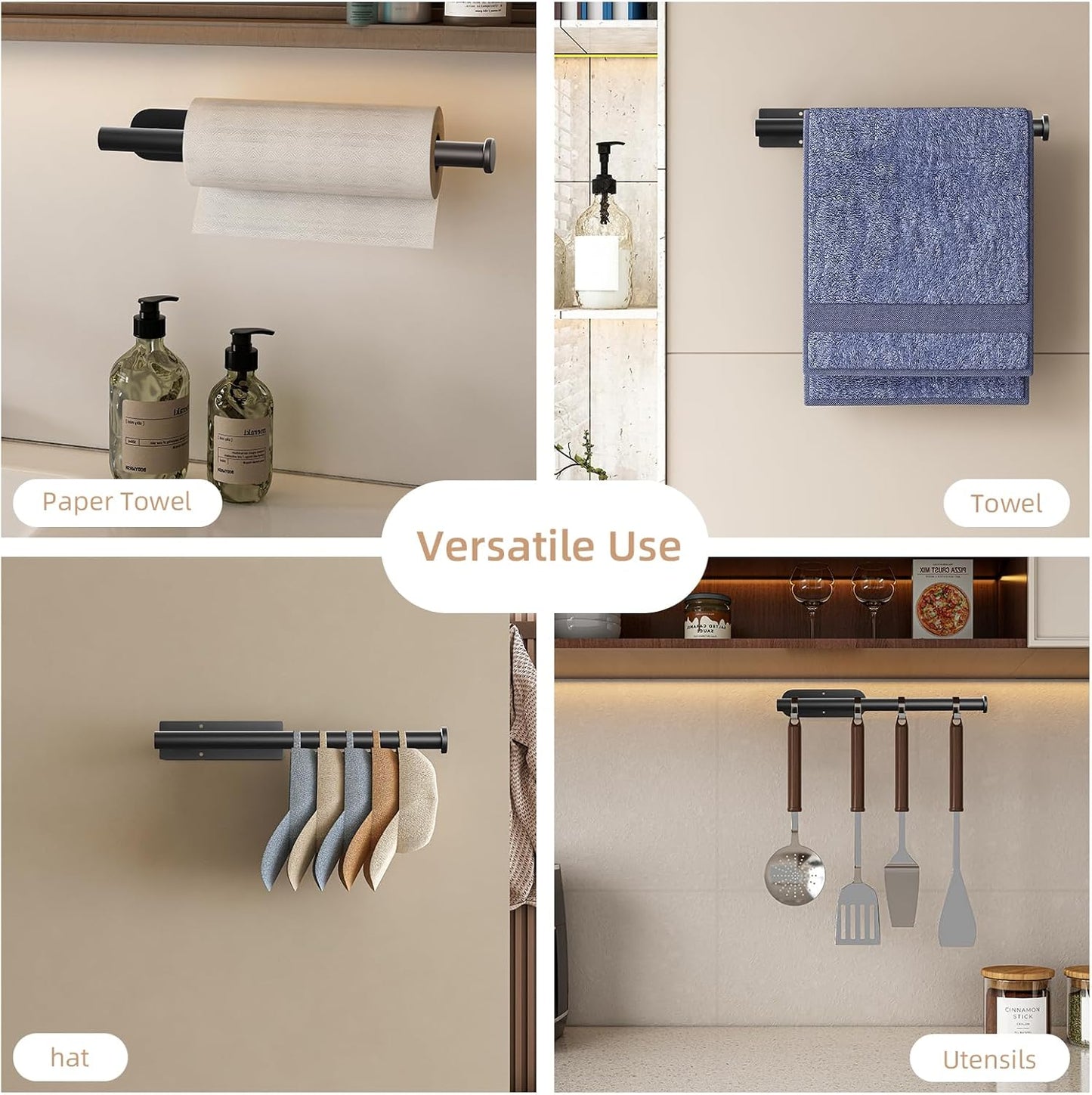 2 Pack Paper Towel Holder, Improved Paper Towel Holder Under Cabinet