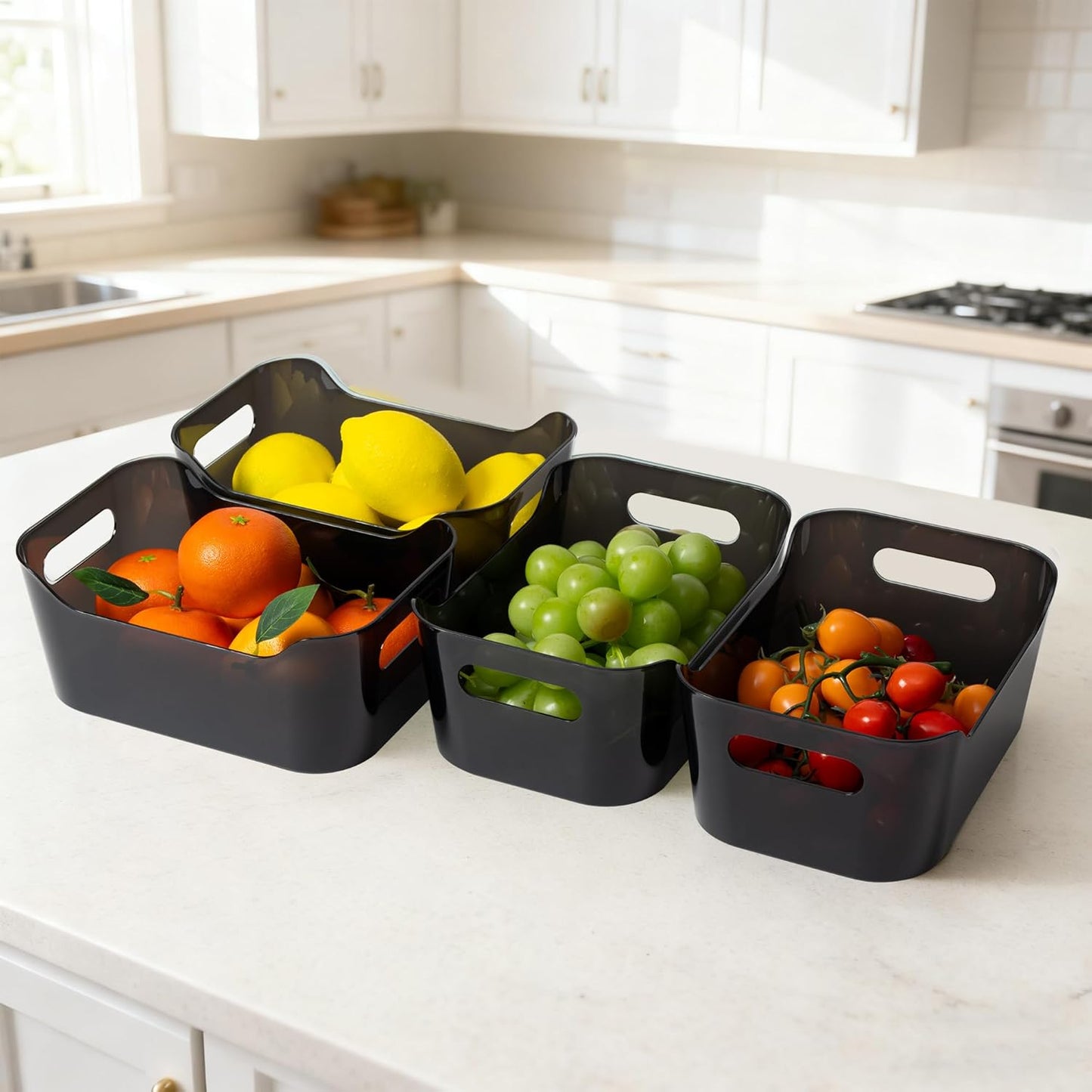 8 Pack Plastic Storage Bins, Clear Pantry Organizers and Storage Containers