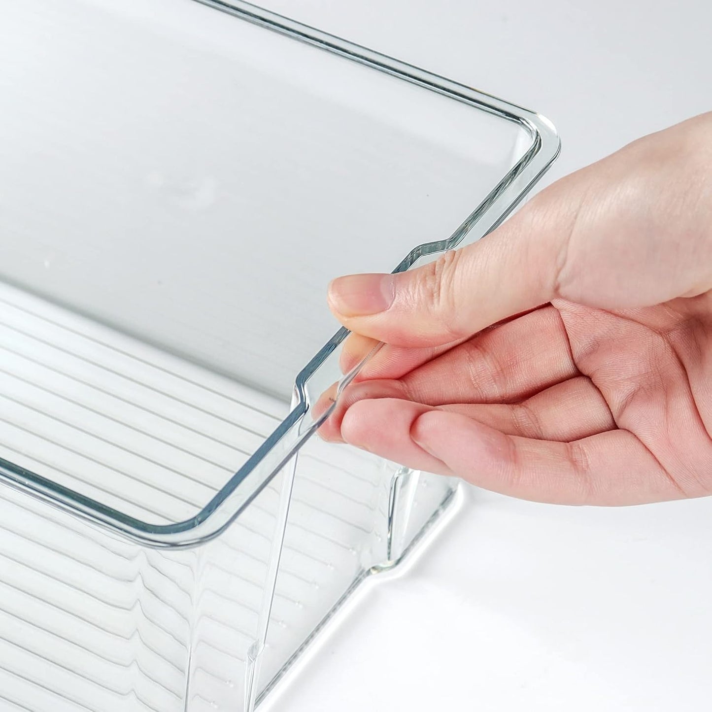 4 Pack Clear Plastic Storage Bins with Bamboo Lids