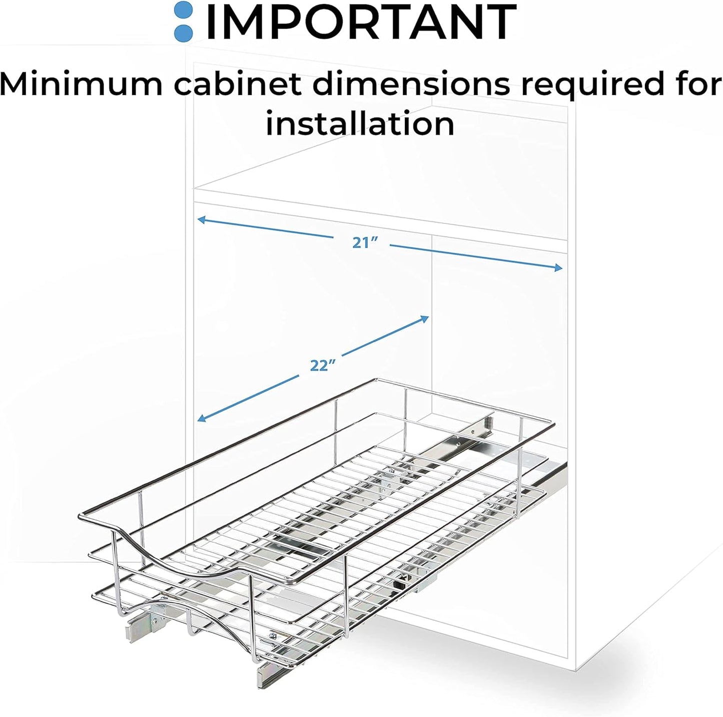 Pull Out Kitchen Cabinet Organizer with Slide Out Drawer for Space Saving Storage, 20” W x 21” L