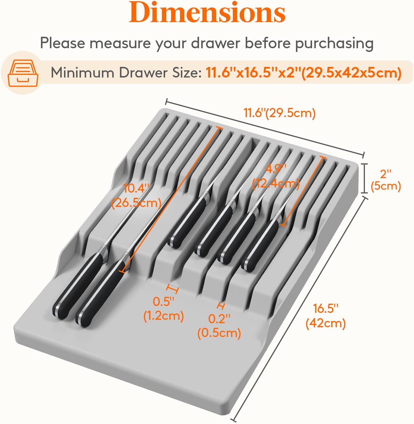 Magnetic Drawer Knife Organizers Insert, Kitchen Plastic In Drawer Knife Block Slots