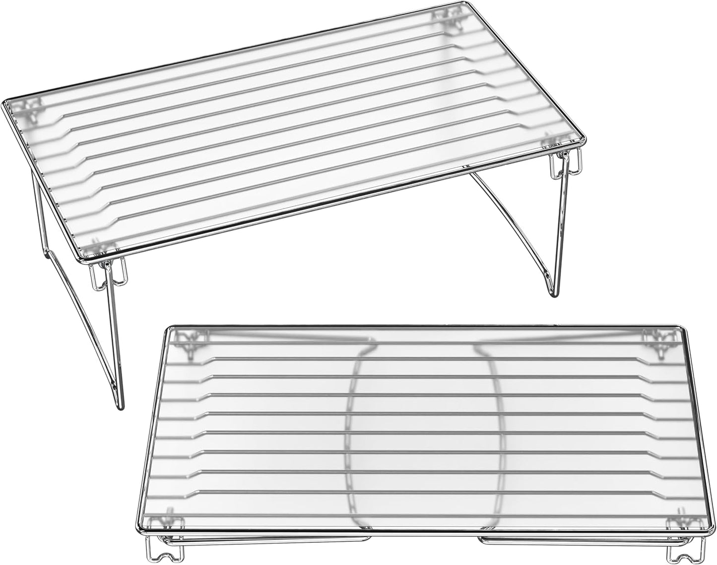 Stackable Cabinet Shelf Organizer, 2 Pack, Chrome