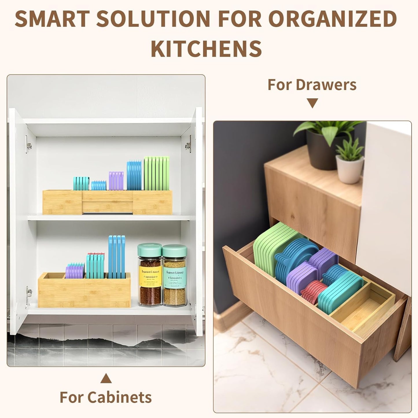 Large Expandable Kitchen Lids Organizer for Cabinet, Covers, Pantry, Drawer & Countertop Storage