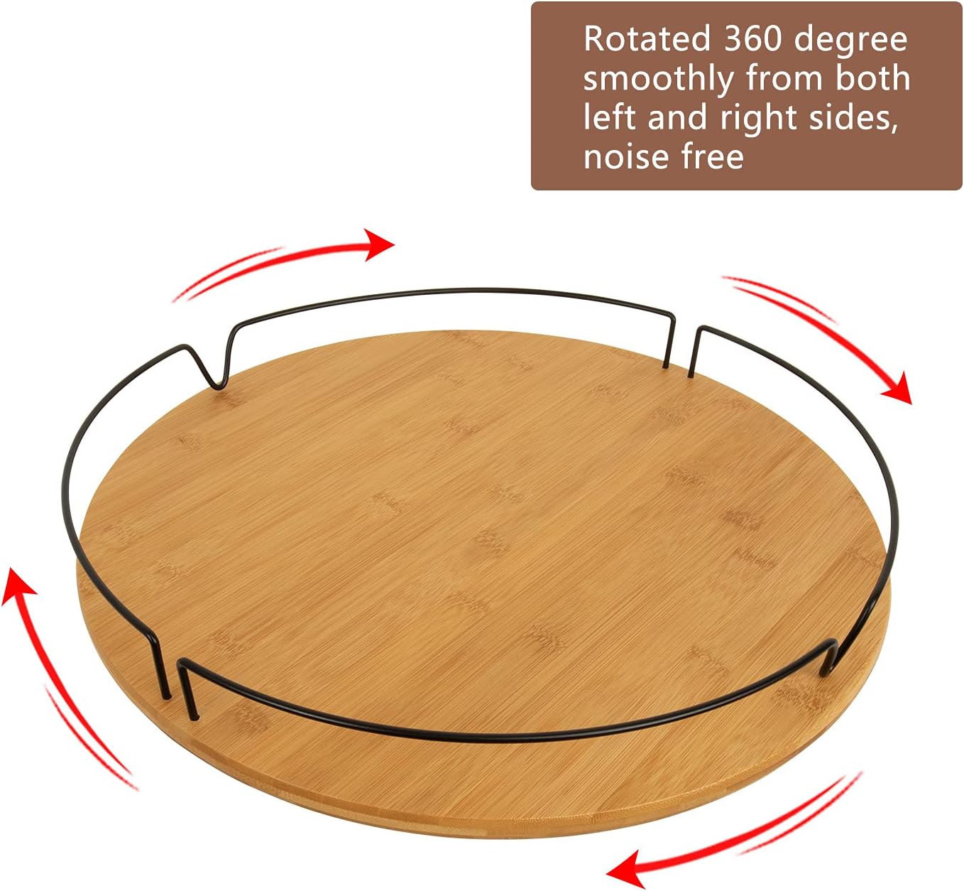 Large Lazy Susan Turntable – 18" Bamboo Spice Organizer - Wooden Lazy Susan for Kitchen Table