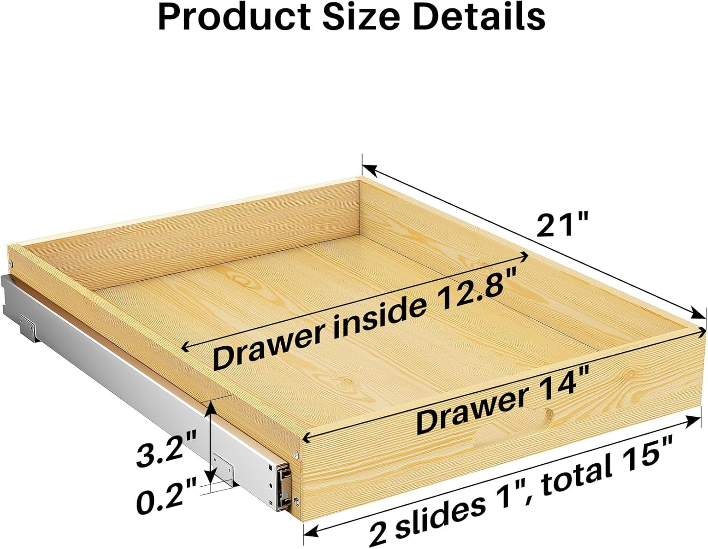 Pull Out Cabinet Organizer, Soft Close Wooden Slide Out Drawers for Pots and Pans
