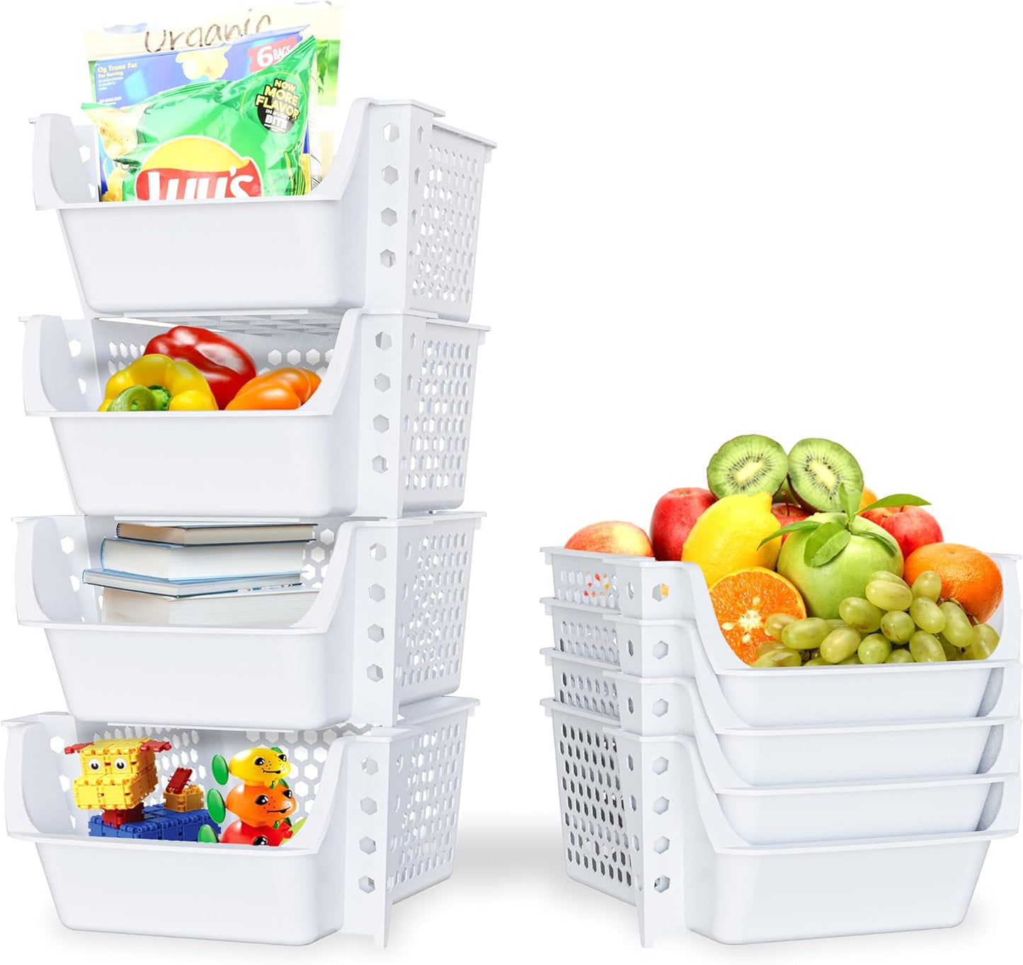TidyFriend Stackable Storage Bins for Pantry, 4 Pack Stackable Bins For Organizing Food, Kitchen