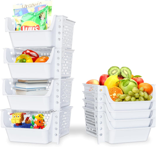 TidyFriend Stackable Storage Bins for Pantry, 4 Pack Stackable Bins For Organizing Food, Kitchen