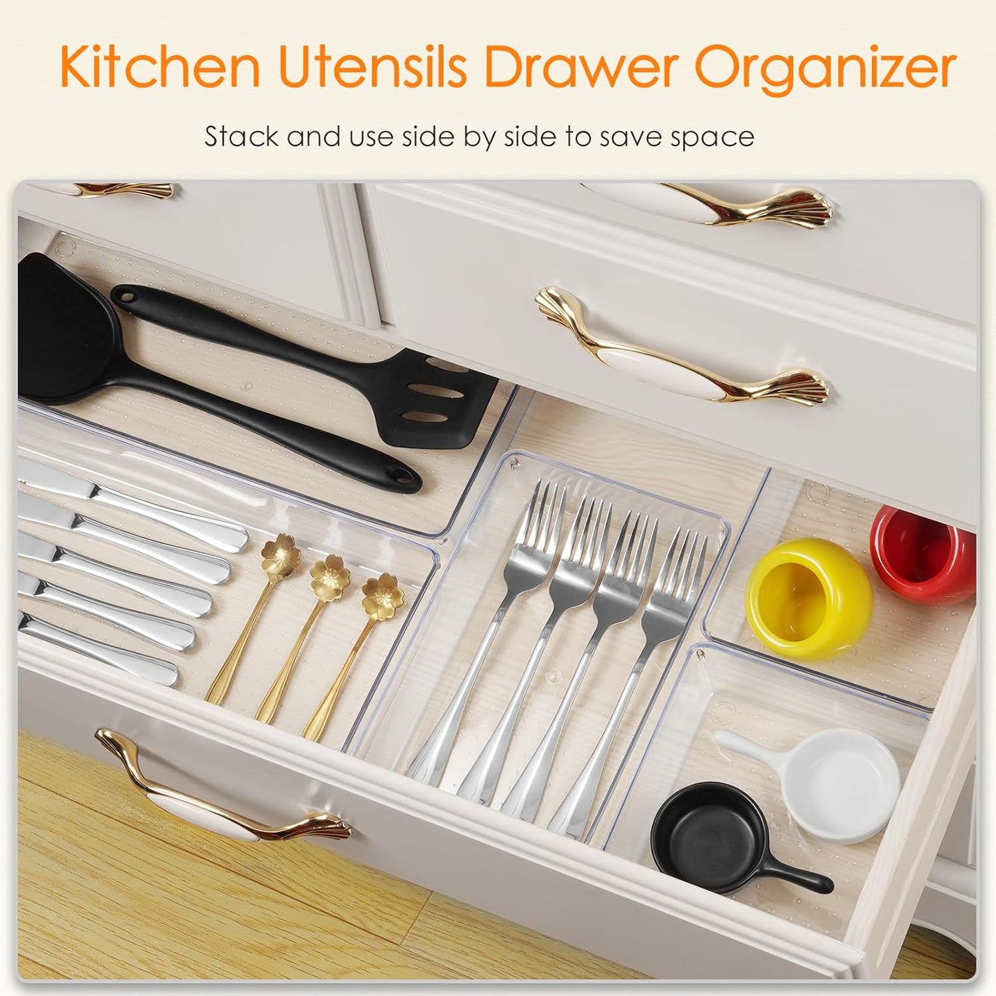 Drawer Organizer, 10 Pack Large Clear Plastic Set