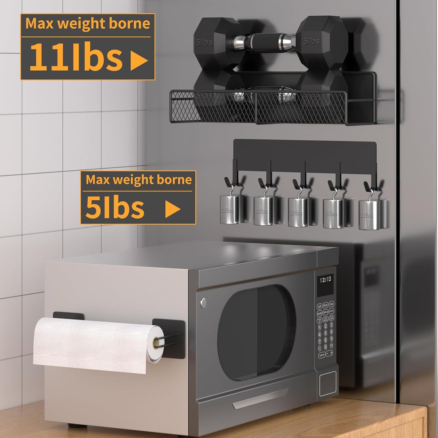 Magnetic Spice Rack for Refrigerator, 10 Pack 100% Metal Strong Magnet Shelf