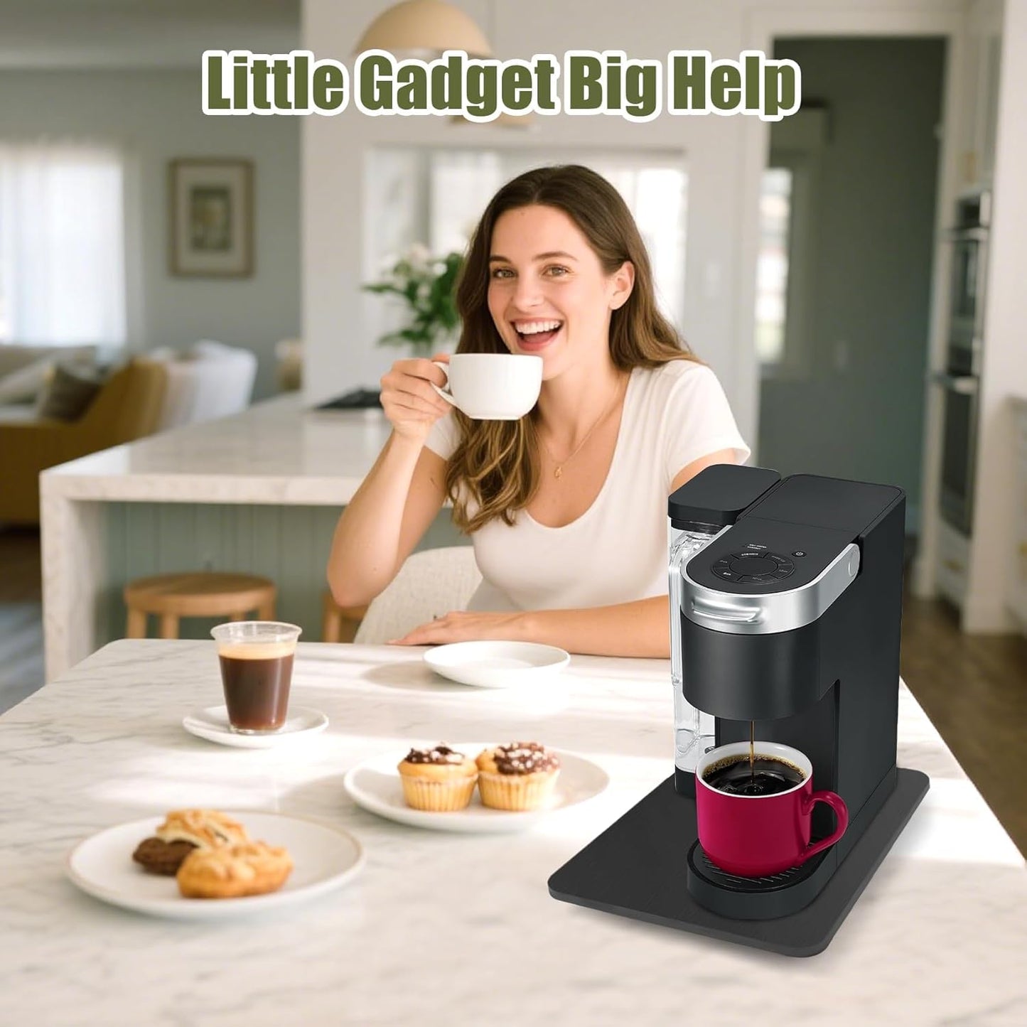 Sliding Tray for Coffee Maker, 360° Rolling Tray Appliance Slider with Wheels, Coffee Pot Slider Tray for Countertop Storage, Easily from Under The Cabinet (Black, 9.4"W x 13"D)