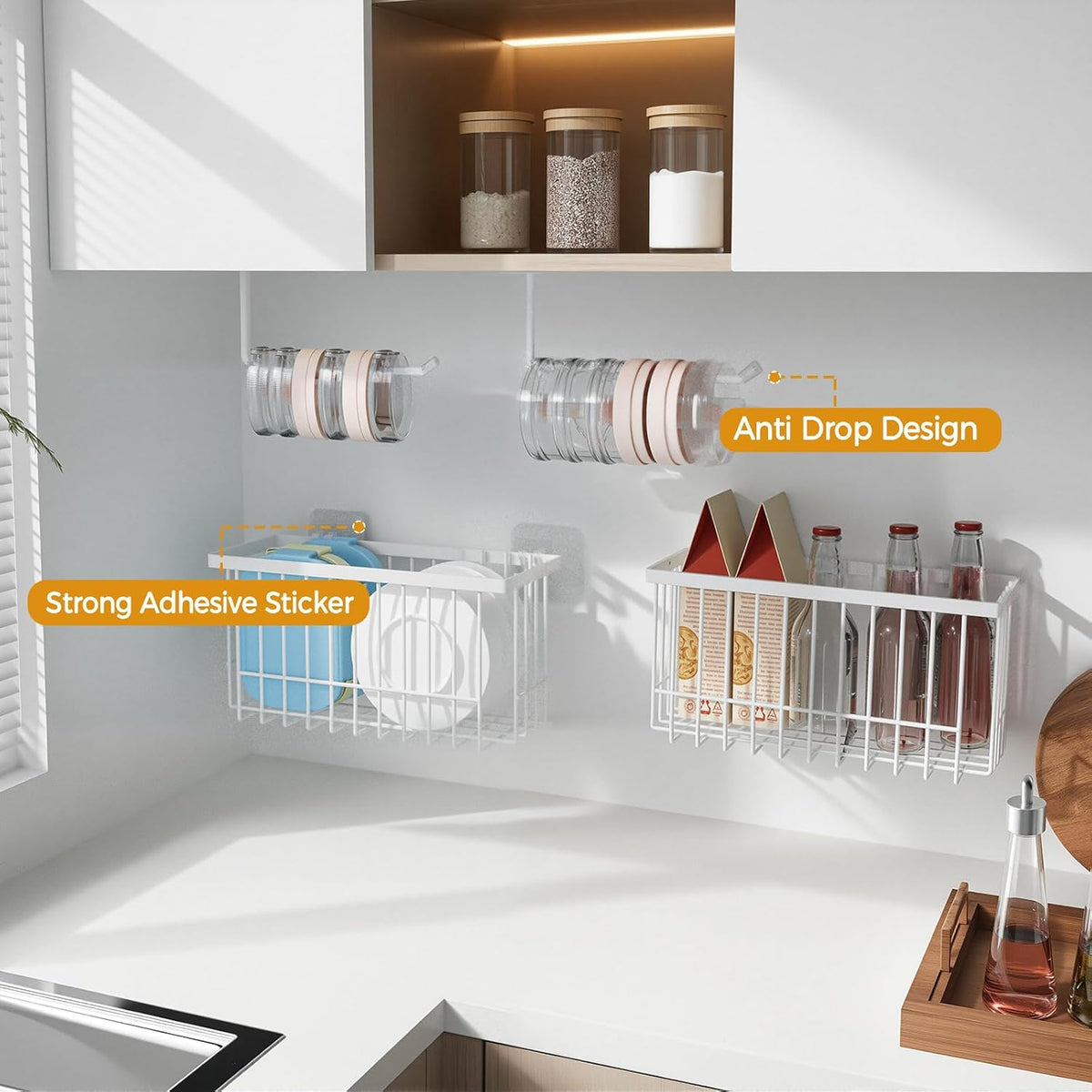 4 Pack Adhesive Cabinet Door Organizer