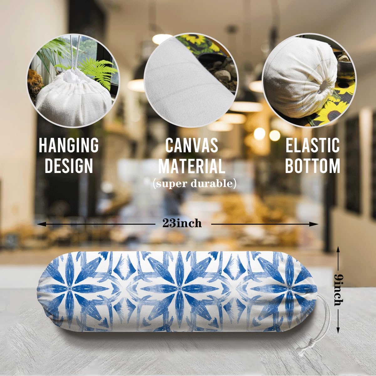 Navy Blue Plastic Bag Holder, Reusable Grocery Bags Holder