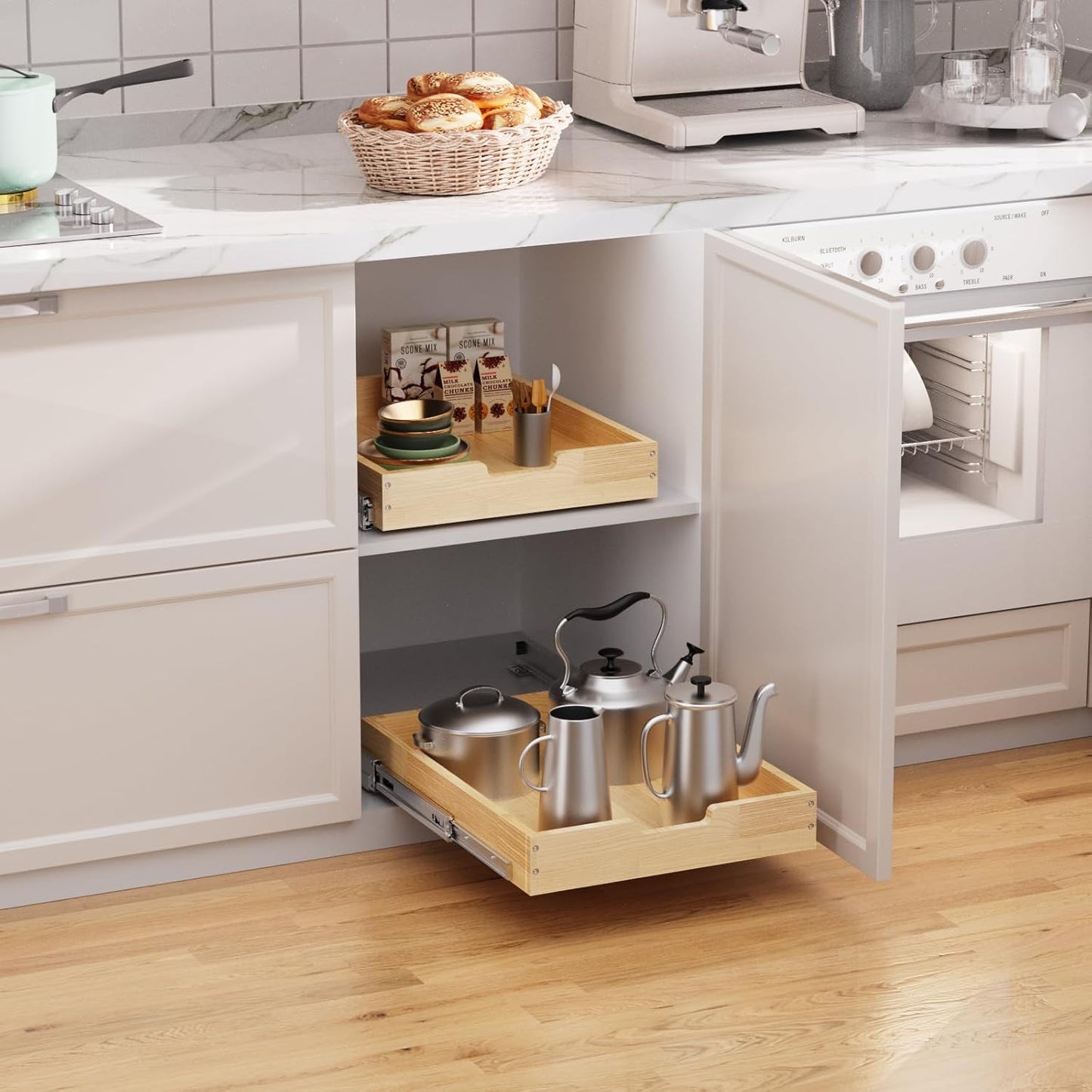 Wood Pull Out Cabinet Organizer 14" W x 21" D