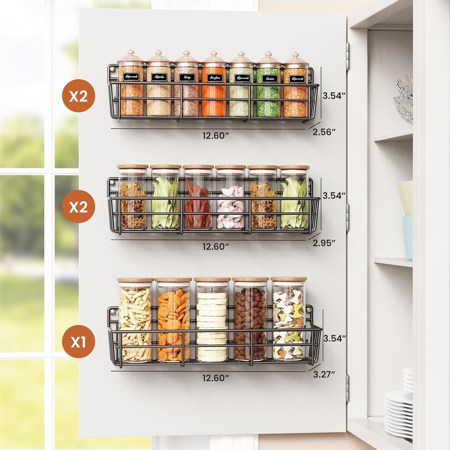 5 Pack Spice Rack Seasoning Organizer Wall Mount