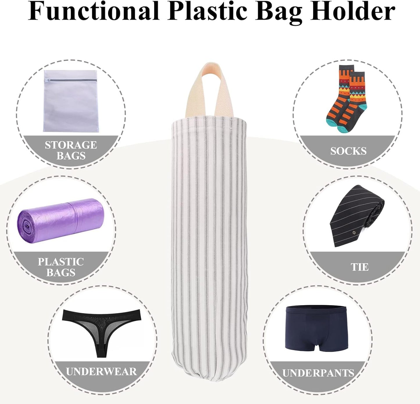Plastic Bag Holder, Wall Mount Grocery Bag Organizer for Home Kitchen Pantry Decor (Grey)