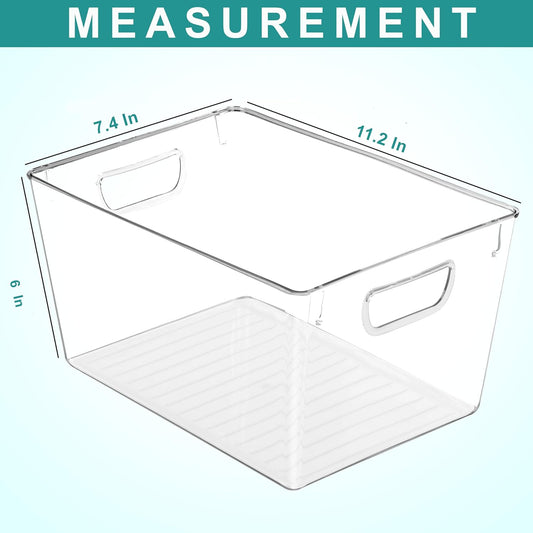 Clear Organizer or Storage Bins - 6 Pack Pantry Organizers and Storage Bins