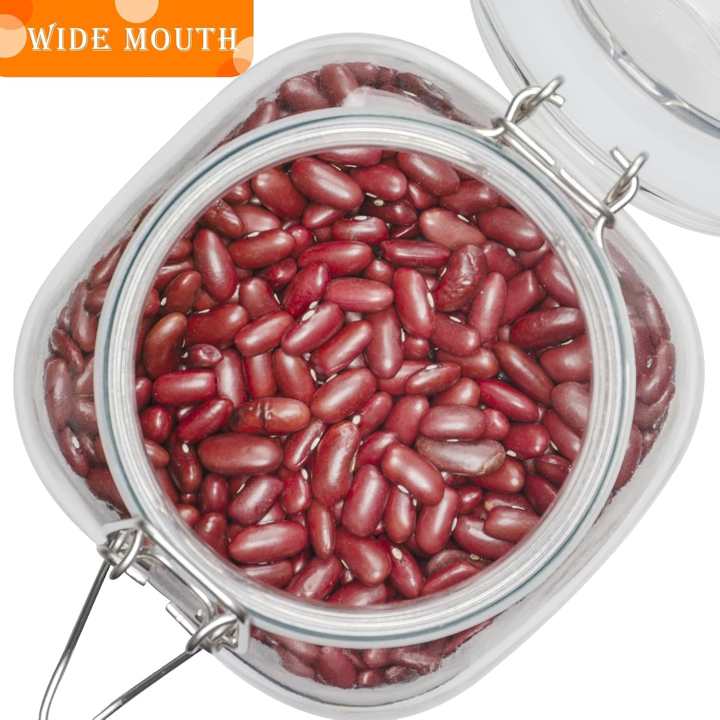 50oz Square Glass Food Storage Jars with Airtight Clamp Lids