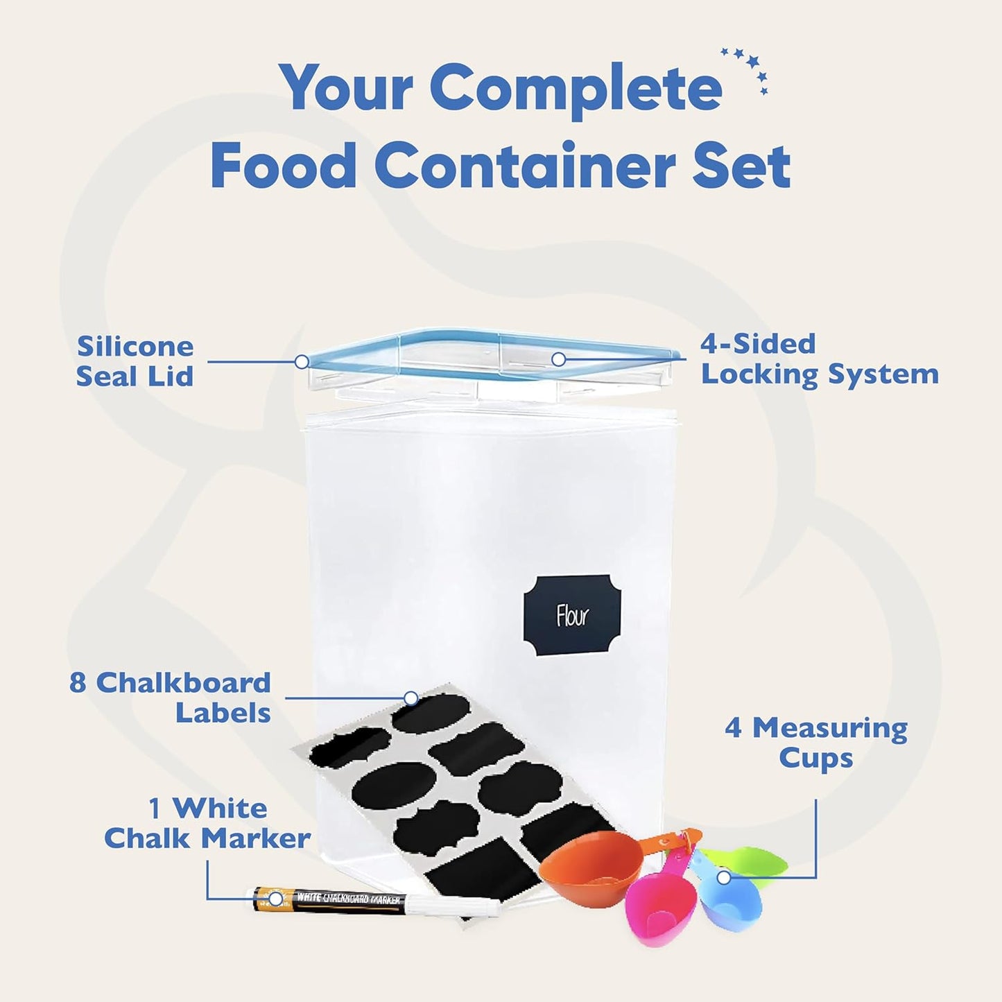 Extra Large Airtight Flour and Sugar Storage Containers with Lids, Set of 2