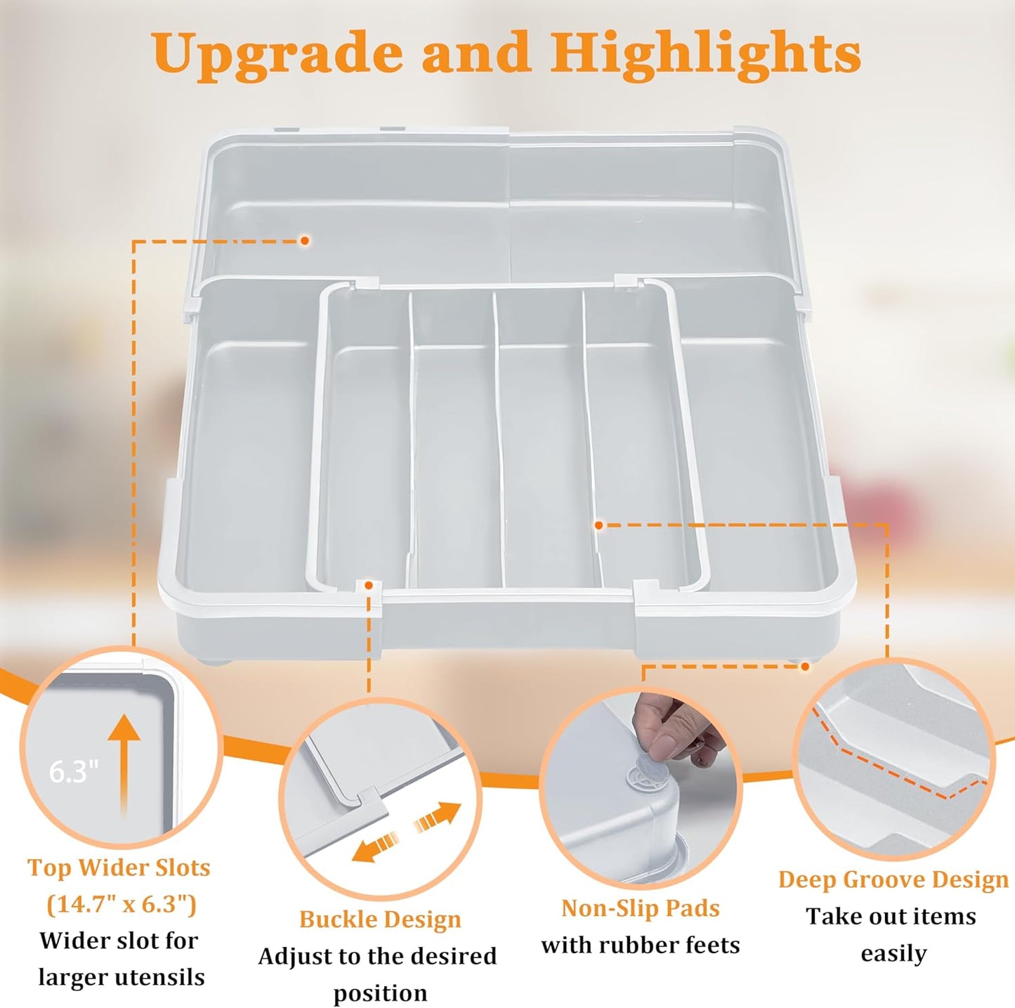 Kitchen Drawer Organizer, Expandable Silverware Drawer Organizer