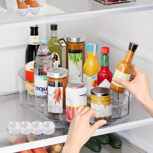Lazy Susan Turntable Organiser for Fridge, 360°Rotating Spice Racks for Kitchen Cabinet