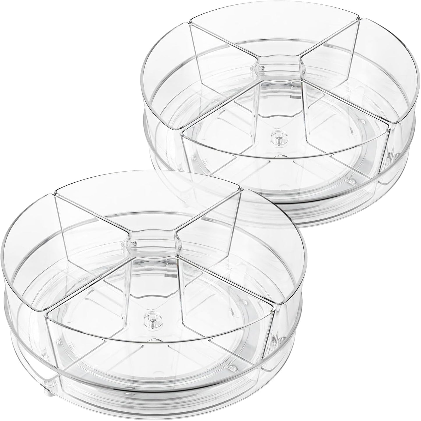 2 Pack Lazy Susan Organizer, 9 inch Rotating Storage Organizer with 4 Removable Bins