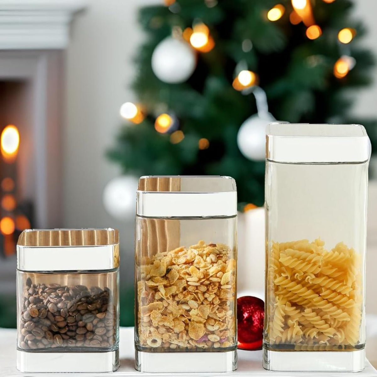 Glass Storage Jars-Large Kitchen Glass Canisters with Airtig