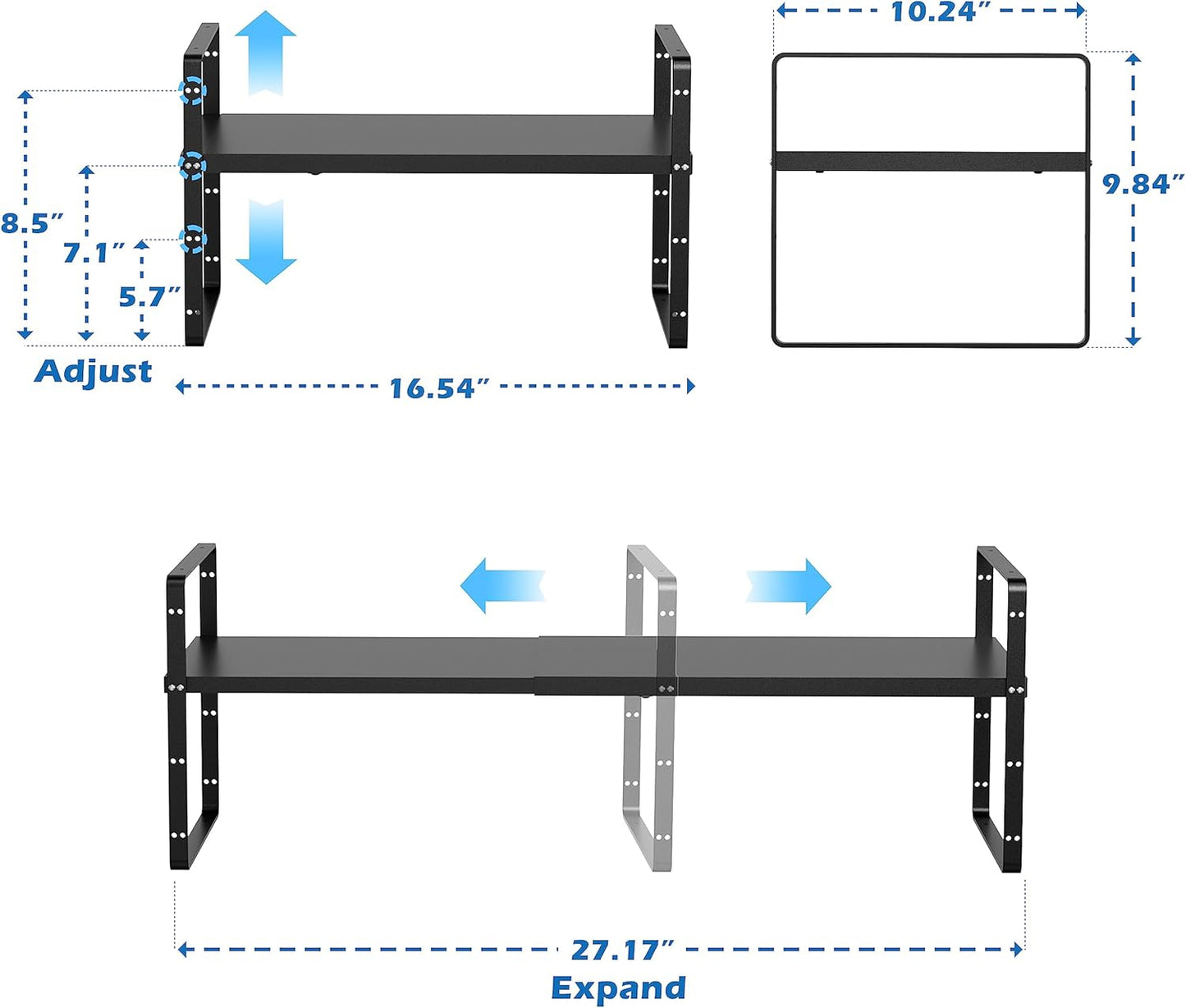Expandable Kitchen Shelf Organizers,Adjustable Height Large Stackable Kitchen Cupboard Cabinet