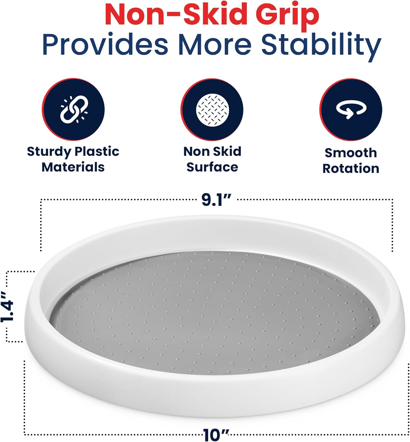 Lazy Susan Organizer Set of 4, 10 Inch Non-Skid Turntable for Cabinet, Pantry, Kitchen, Countertop