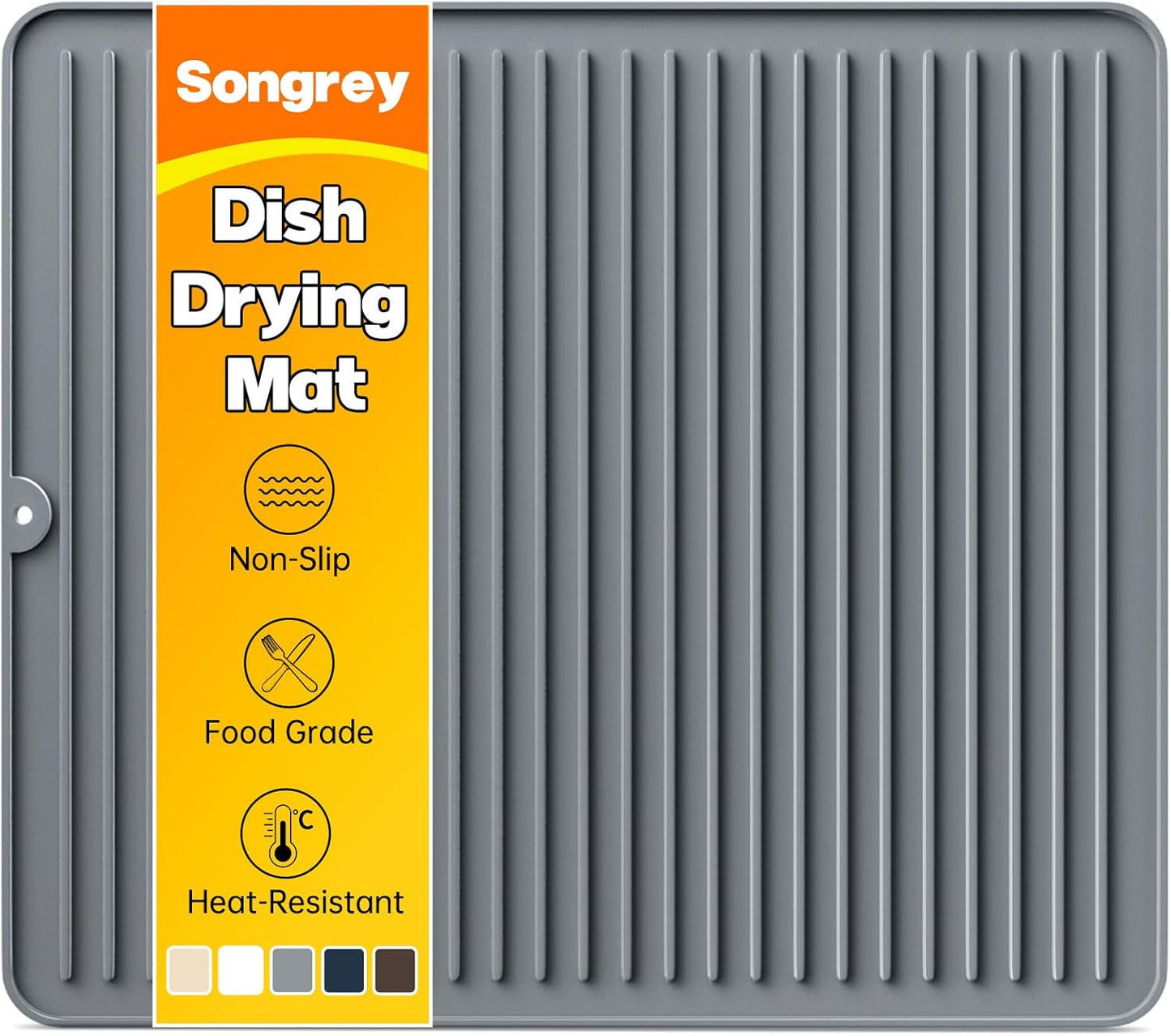 18" x 16" Silicone Dish Drying Mat, Kitchen Counter Drying Pad for Sink Dishes or Under Rack