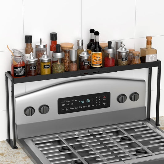 Spice Rack Shelf for Kitchen Stove, Adjustable 27 to 33 Inch Spice Rack Organizer