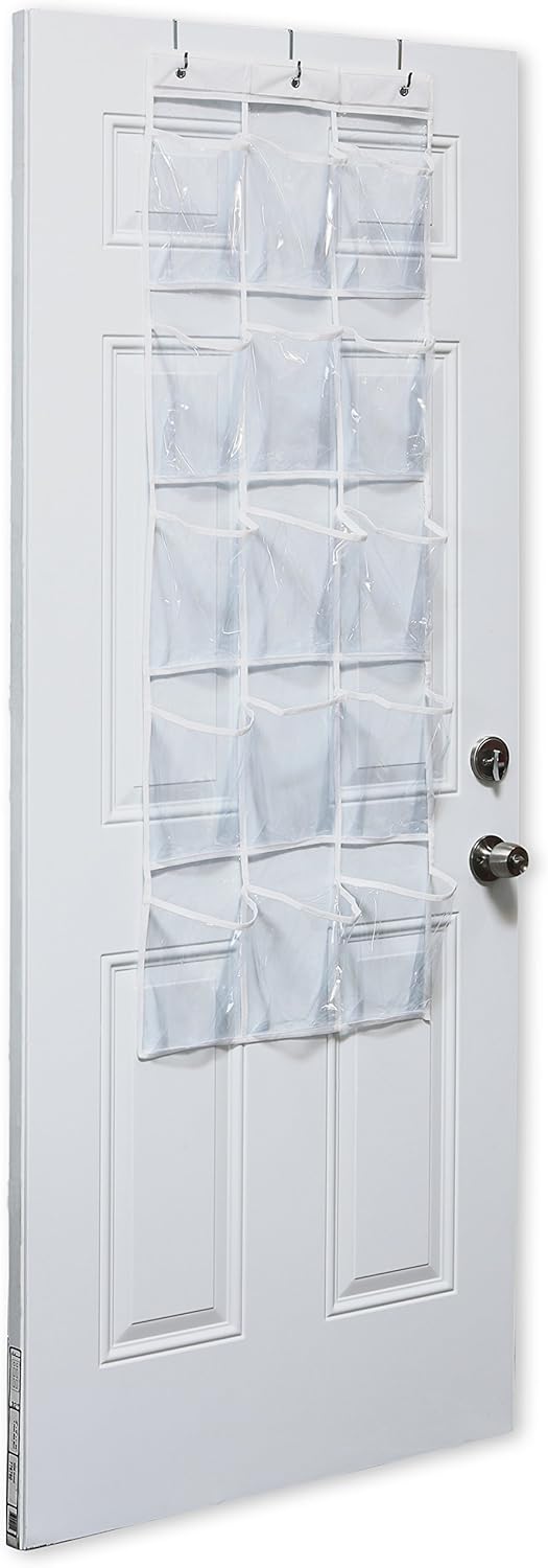 2-Pack Clear Over the Door Hanging Pantry Organizer (52" x 18") with 15 Pockets Each
