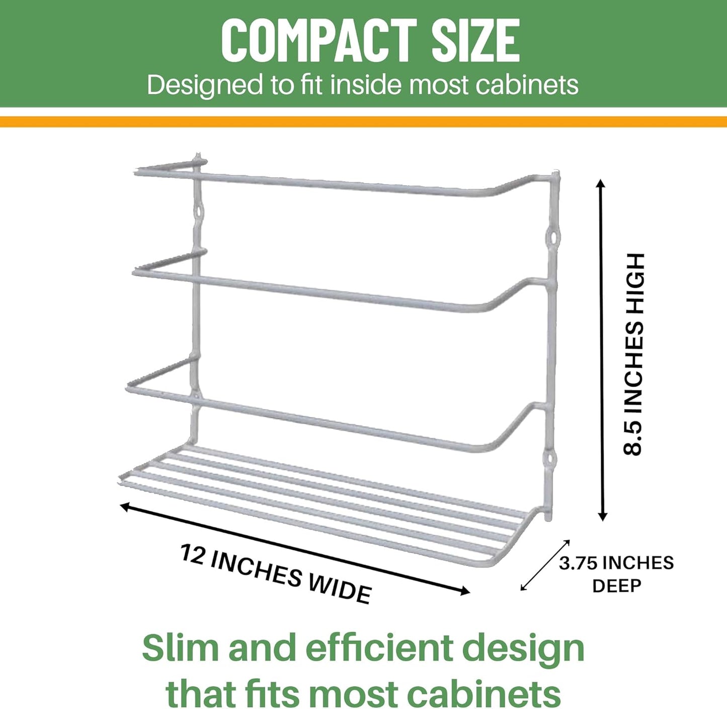 Kitchen Wrap Organizer - 2 Pack - Hold up to 4 Plastic, Foil, Paper, Wax - Cabinet Door