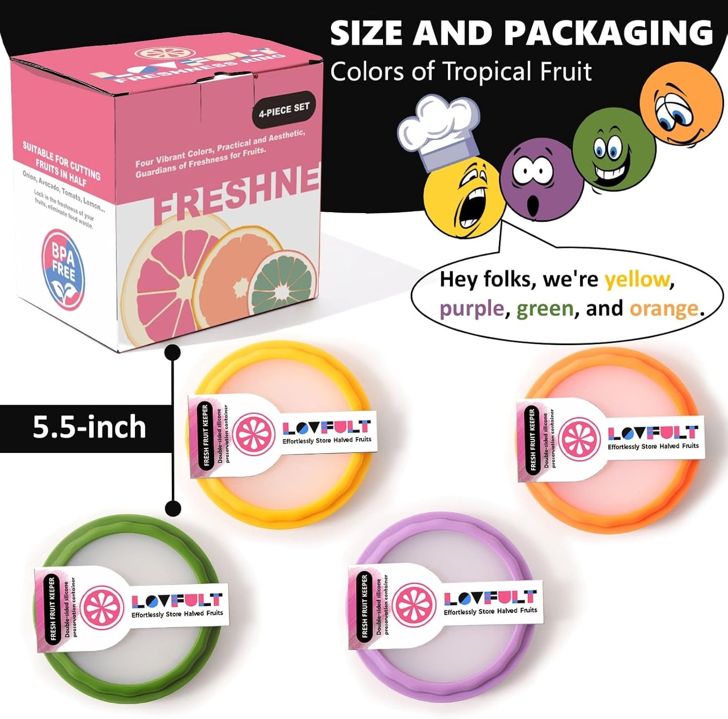 Onion Storage and Avocado Saver - 4-Piece Set Silicone Fruit Storage Box