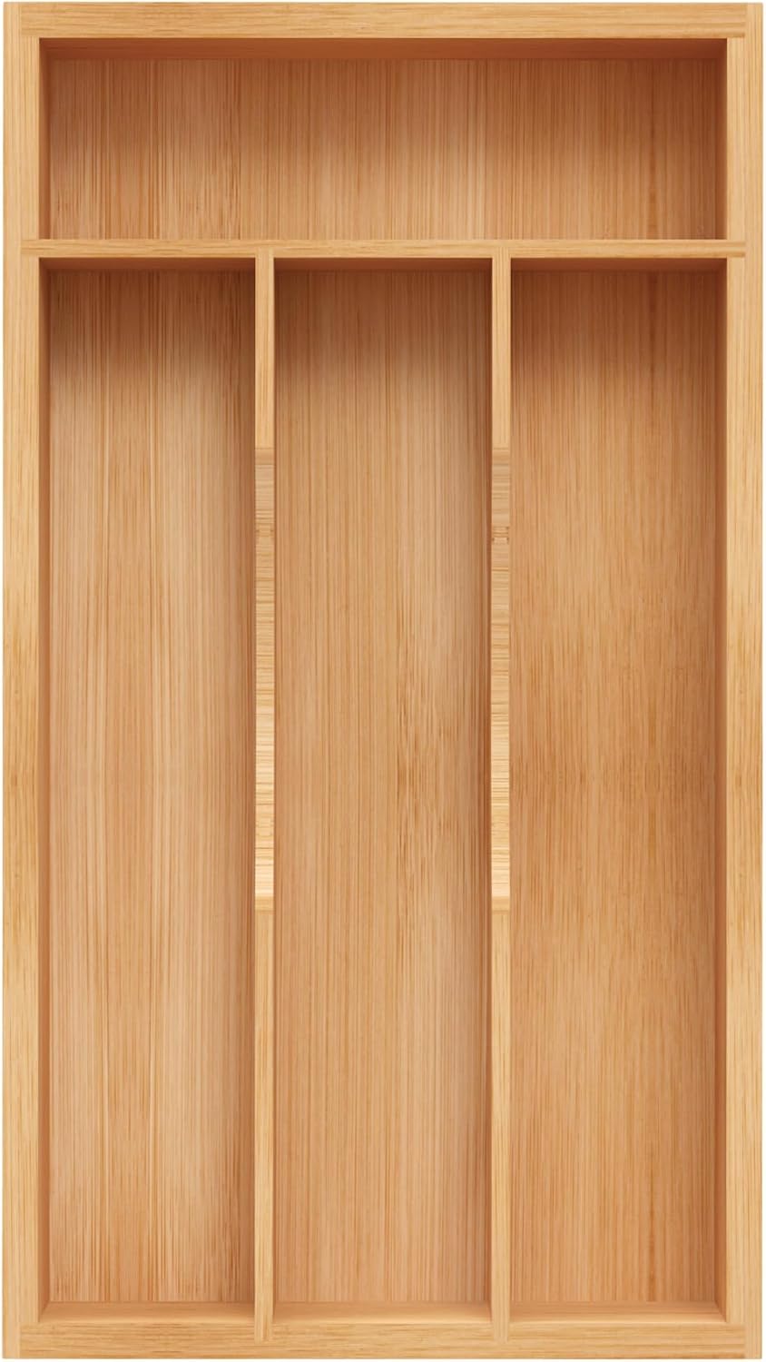 Small Silverware Organizer, Bamboo Kitchen Drawer Organizer, Utensil Holder