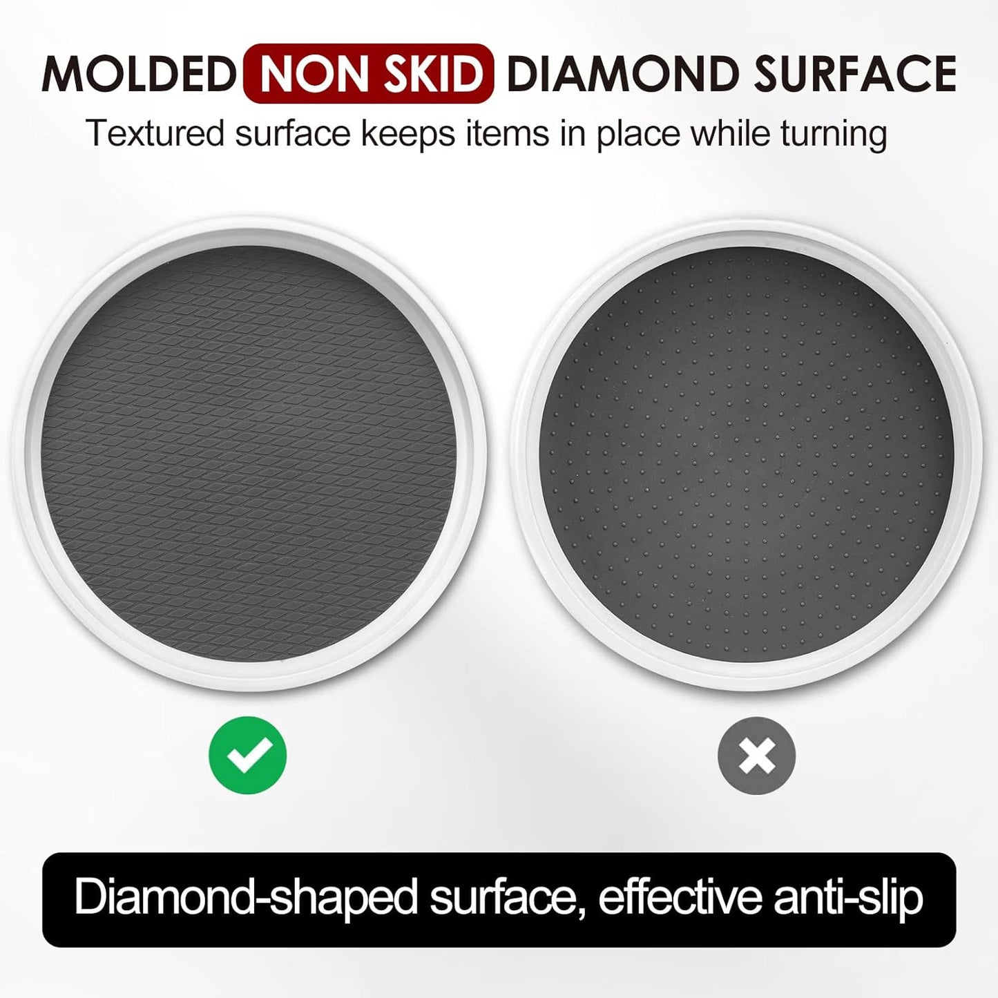 12-Inch Non-Skid Turntable Lazy Susan Organizer [4 Pack] - Spinning Rack for Cabinet Table Top