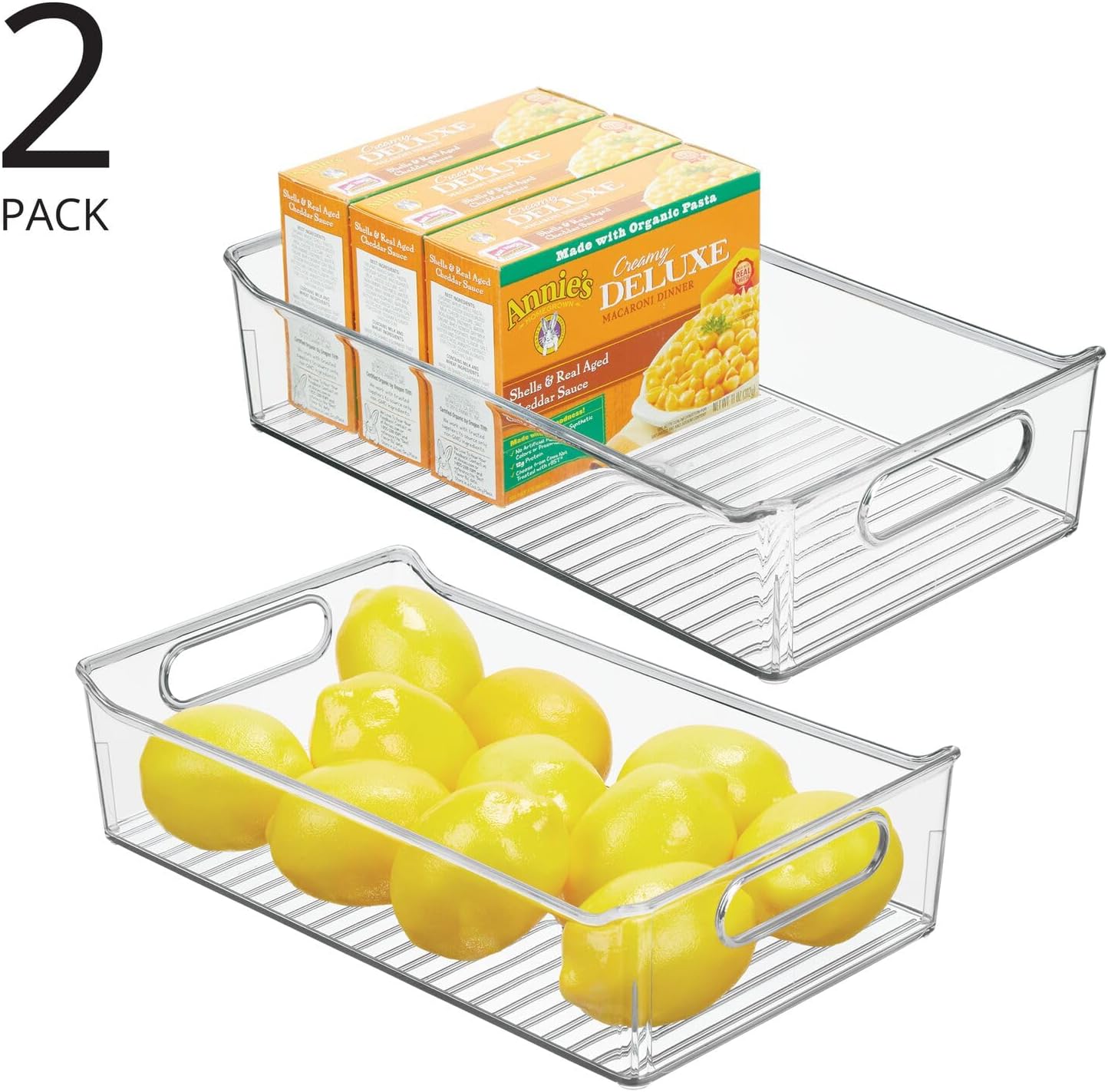 Plastic Kitchen or Pantry Storage Bins with Handles - Organization in Cabinet