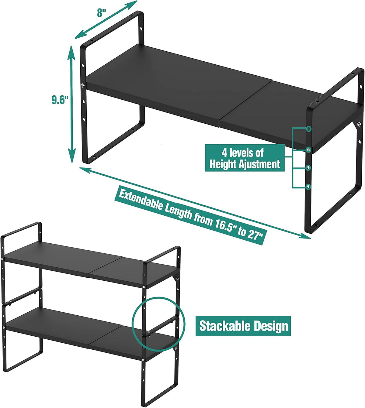 SUZLON Expandable Cabinet Shelf Organizer Rack