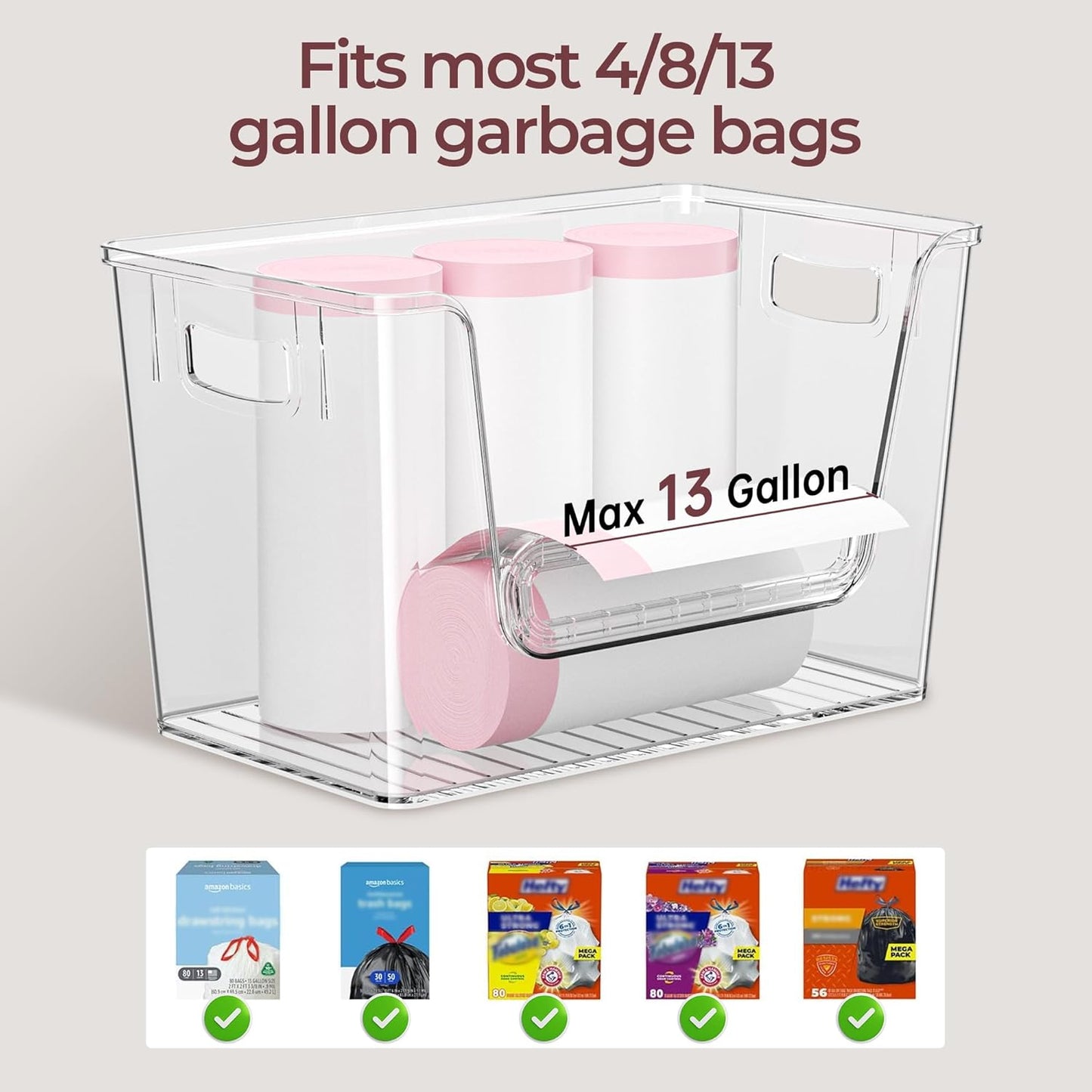 2 Set Pantry Organizers and Storage, Trash Bag Holder Under Sink Organizer for 4-13 Gal Bags