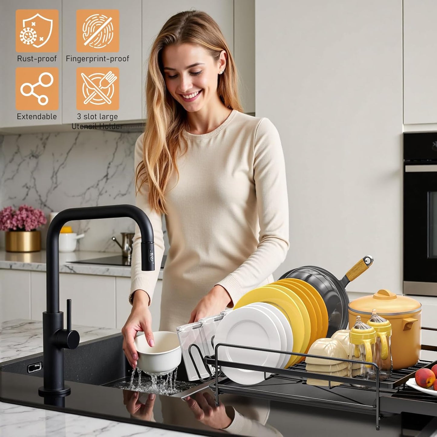 Large Dish Drying Rack, Multifunctional Dish Rack for Kitchen Counter