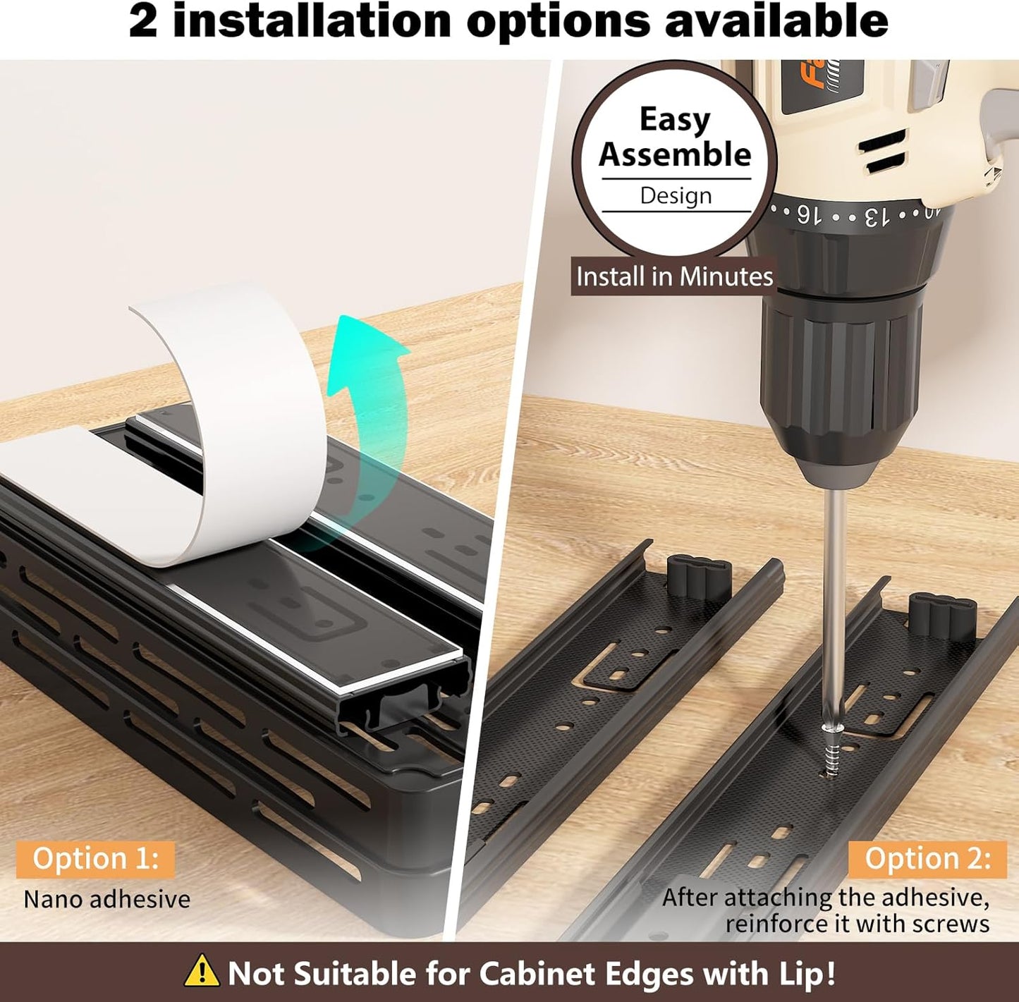 Pull Out Spice Rack Organizer for Cabinet, 3 Packs Slide Out Spice Racks Organizer