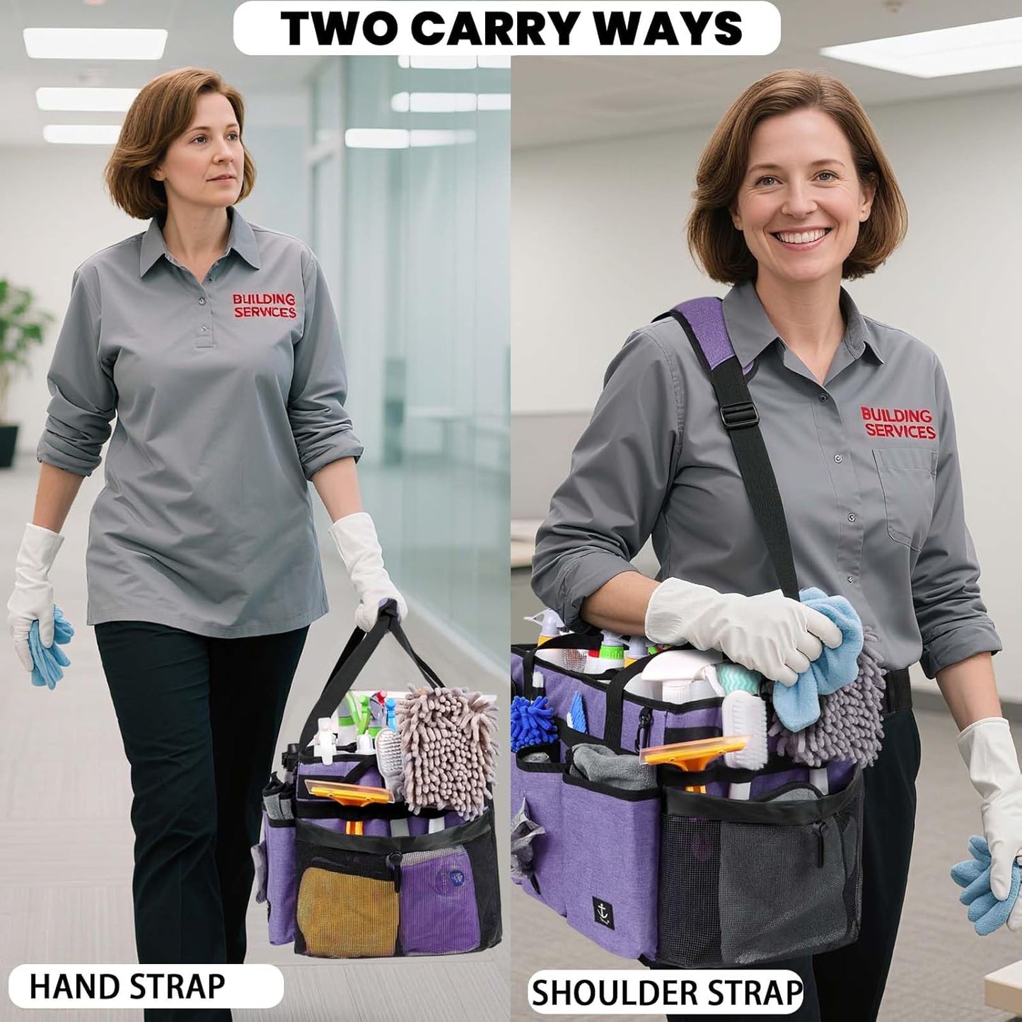 Extra large Cleaning Caddy Bag Built-in Sturdy Support Board